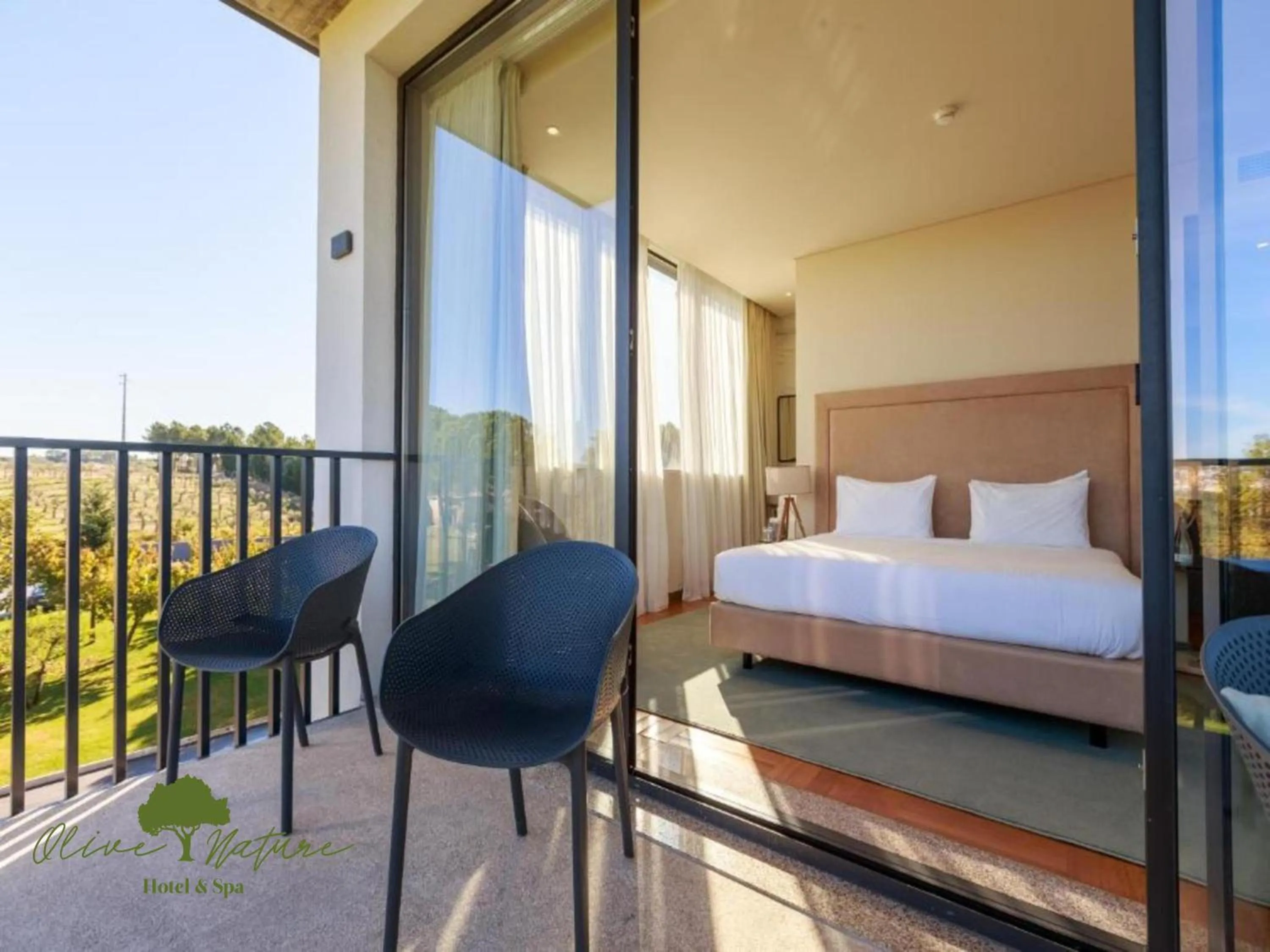 Balcony/Terrace, Bed in Olive Nature Hotel & SPA - Quinta Valle de Passos