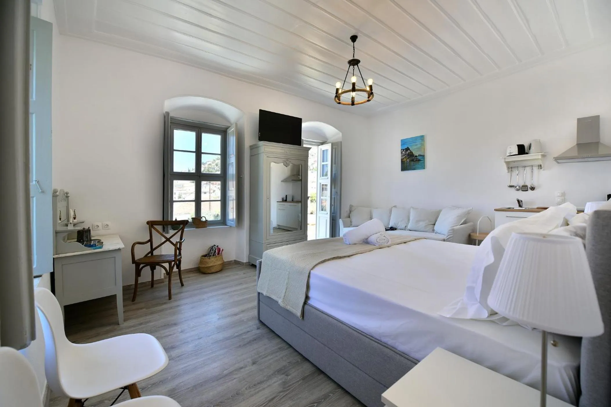 Seating area in Hydra Art Suites