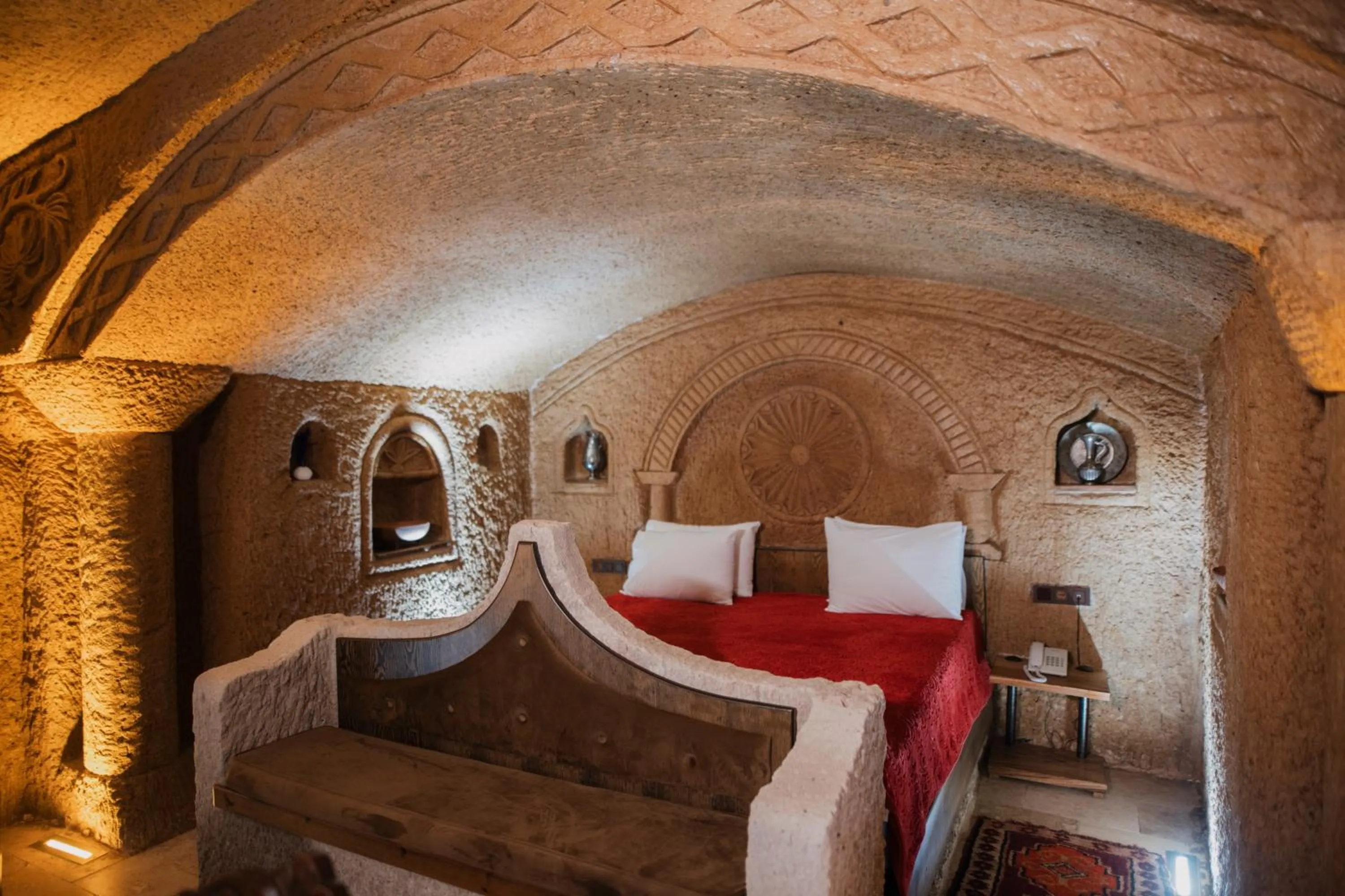 Bed in Cappadocia Cave Lodge
