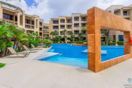 Pool view in Oceanfront Condo a Block Off 5th in Heart of Playa