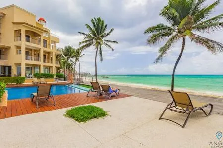 Sea view in Oceanfront Condo a Block Off 5th in Heart of Playa
