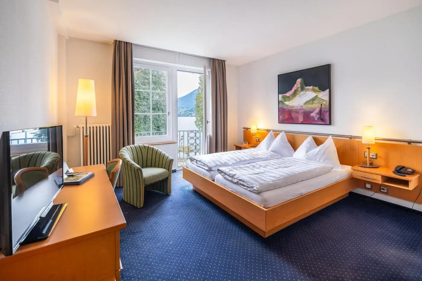 Double Room with Balcony in Parkhotel Gunten – Beach & Spa Double Room with Balcony in Parkhotel Gunten – Beach & Spa