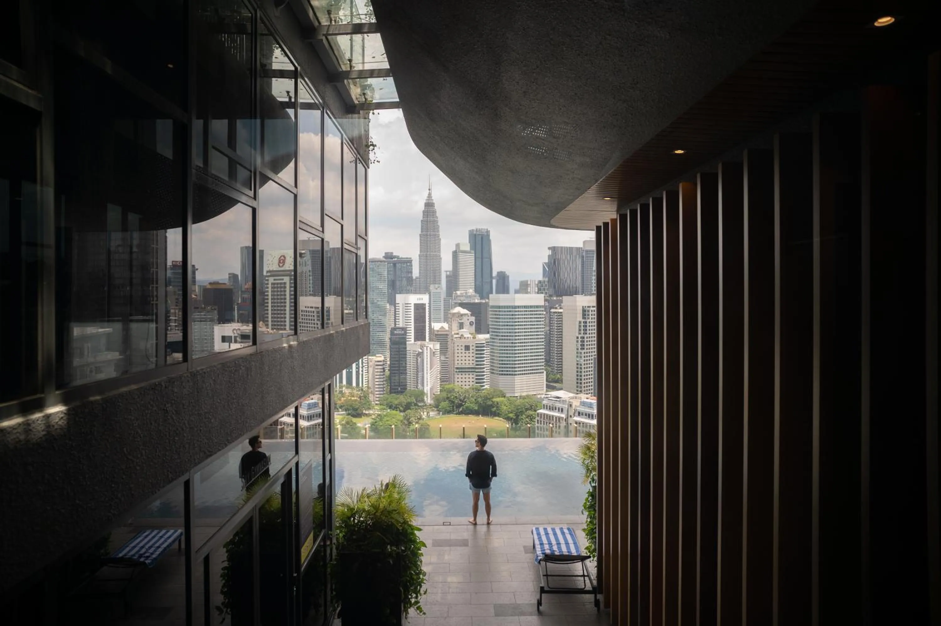 Pool view in Ceylonz Suites KLCC Rooftop Infinity Pool KL Tower View