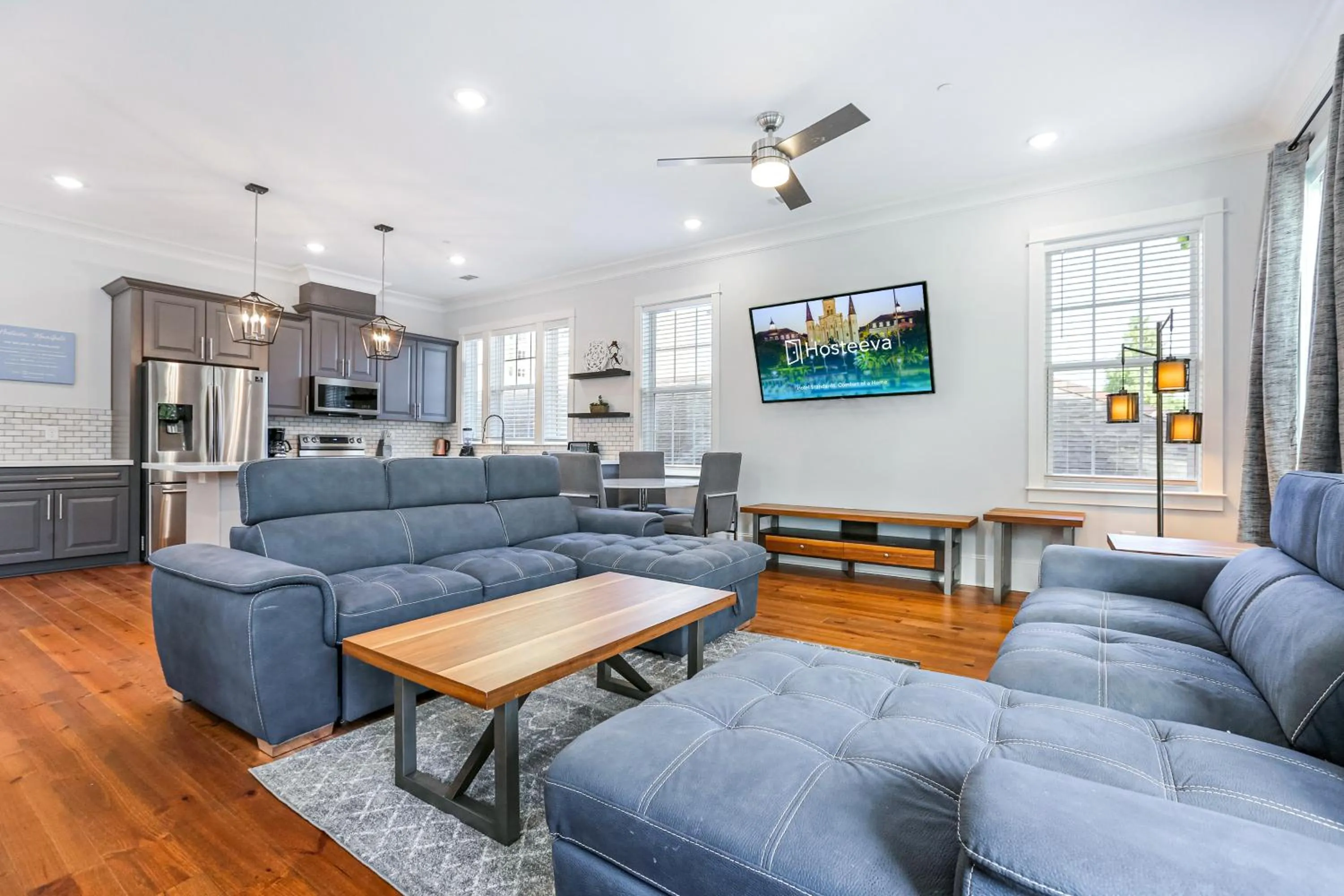 Living room in Hosteeva Chic Urban Retreat w Pool Steps to St Charles Ave and Near Bourbon St