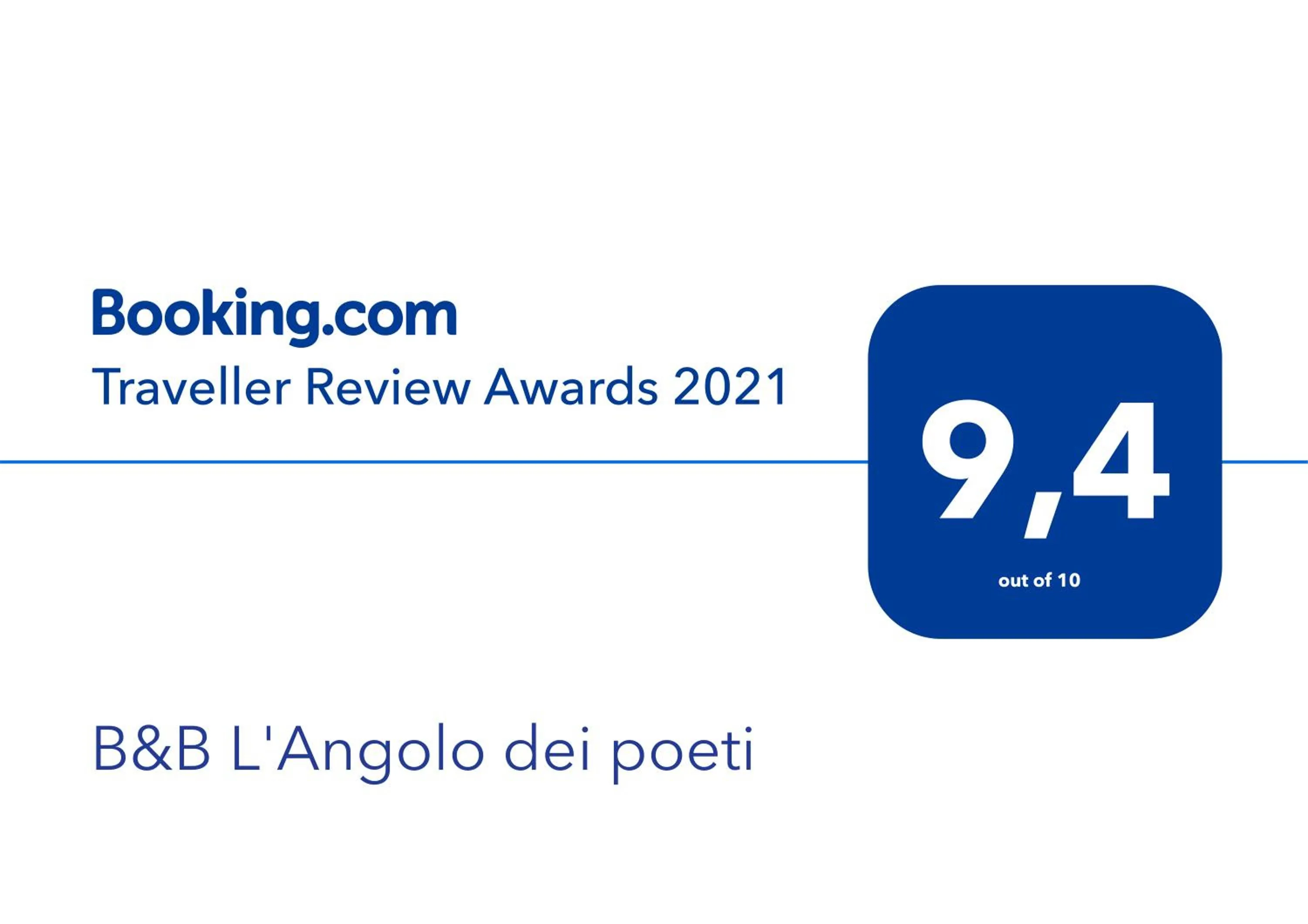 Certificate/Award in L' Angolo dei poeti - Bed and Breakfast