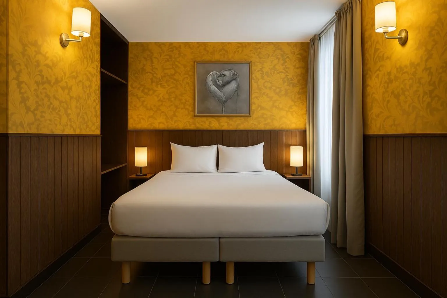 Bed in Walled off Hotel Paris