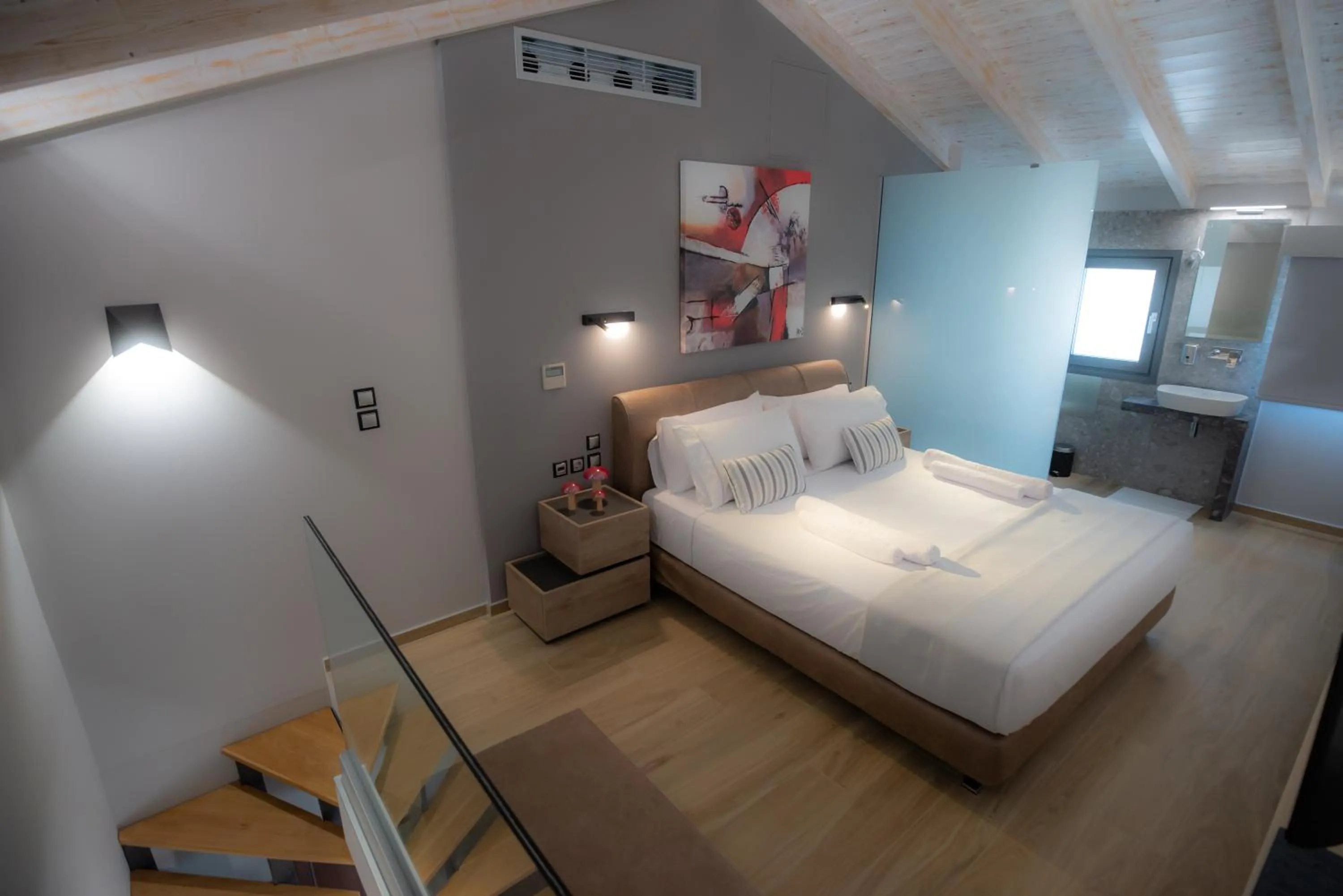 Bathroom, Bed in The Victoria Lefkada