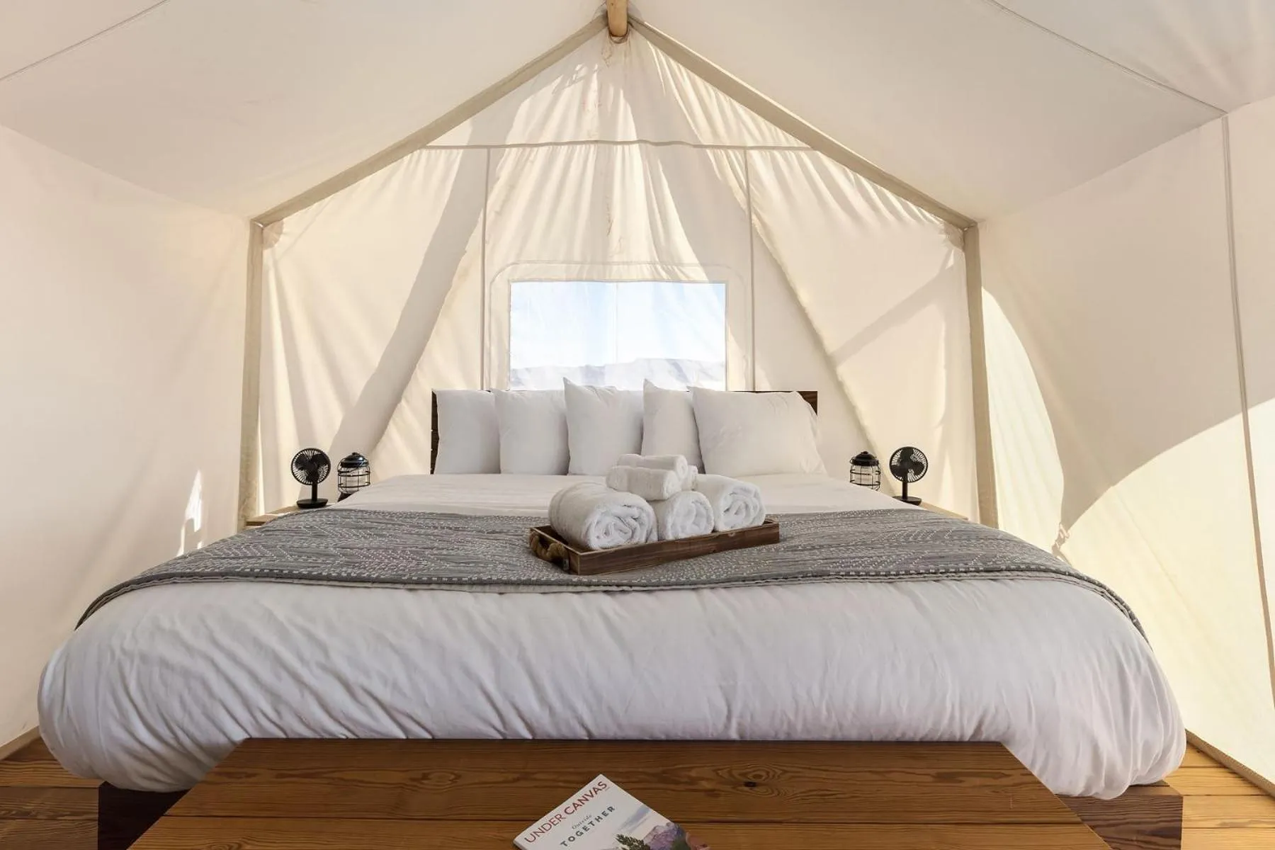 Bed in Under Canvas Acadia