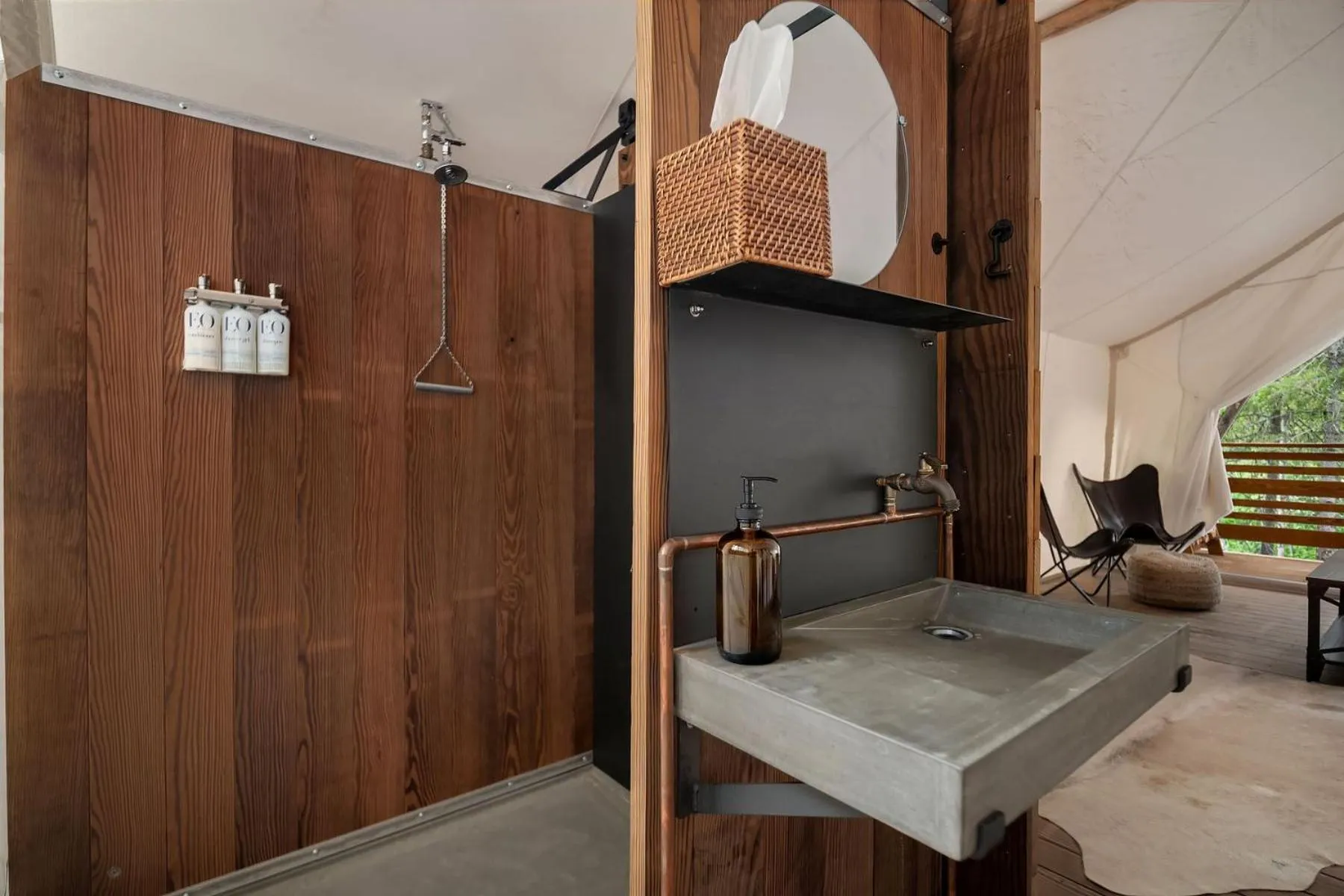 Bathroom in Under Canvas Acadia