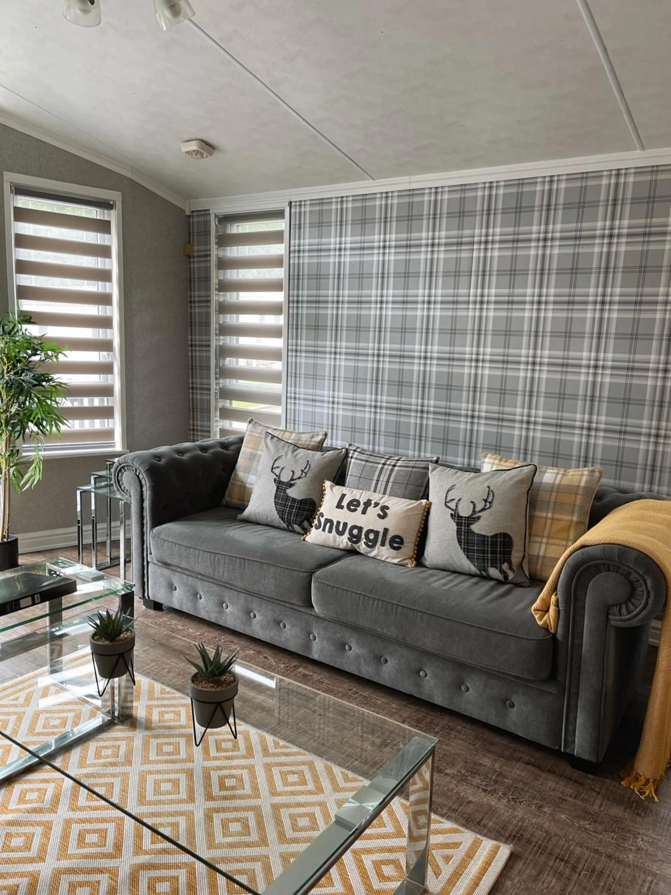 Living room in Percy Wood Lodges with Hot Tubs