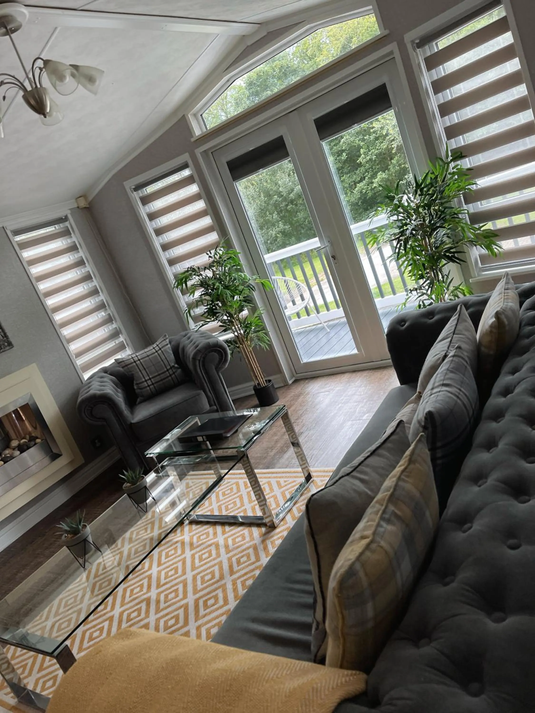 Living room in Percy Wood Lodges with Hot Tubs