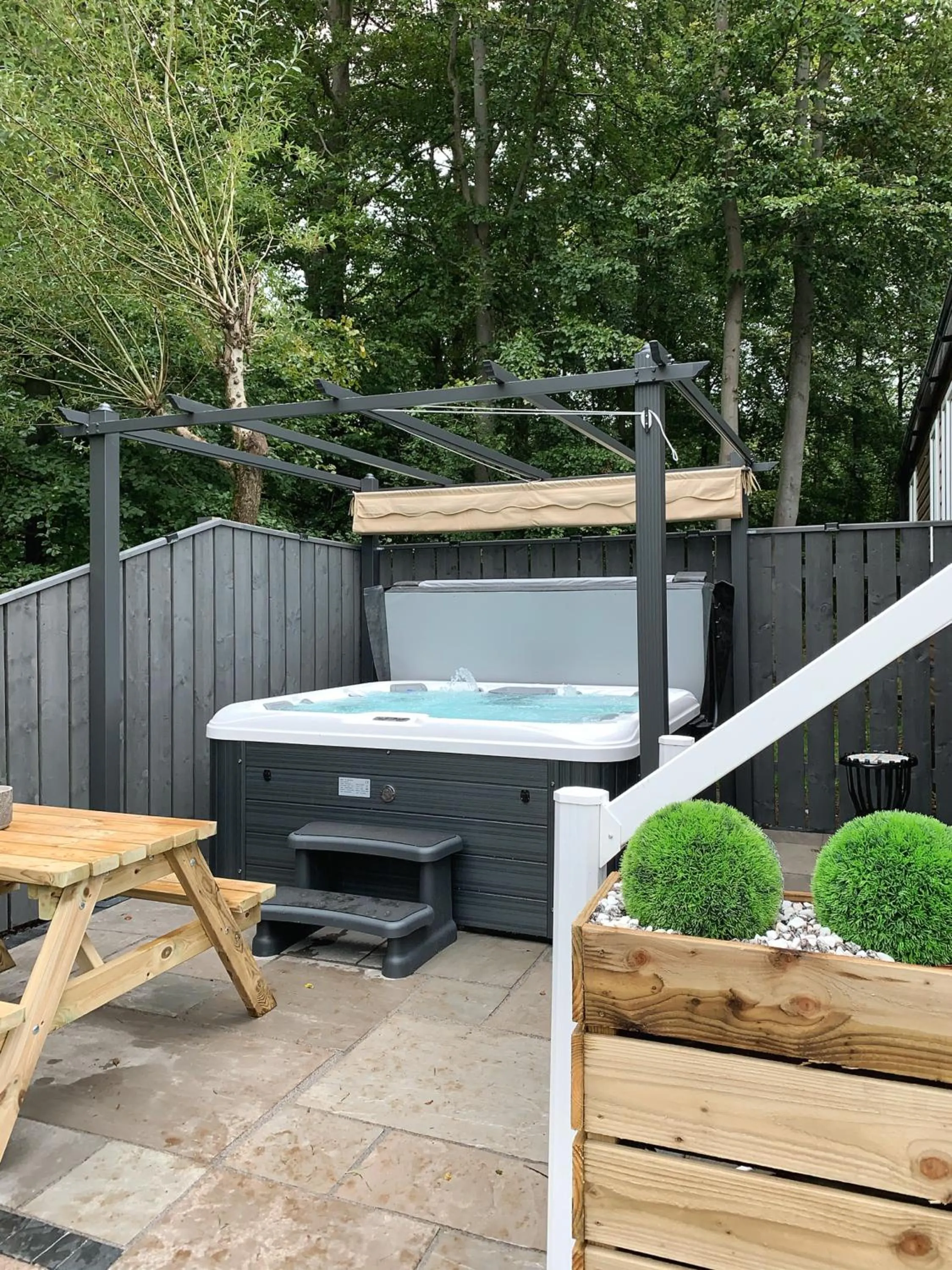 Hot Tub in Percy Wood Lodges with Hot Tubs