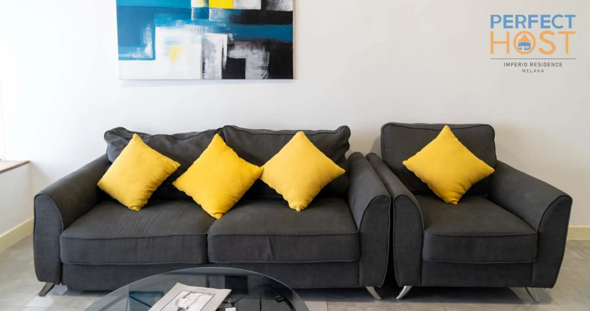 Living room in Imperio Residence Seafront by Perfect Host