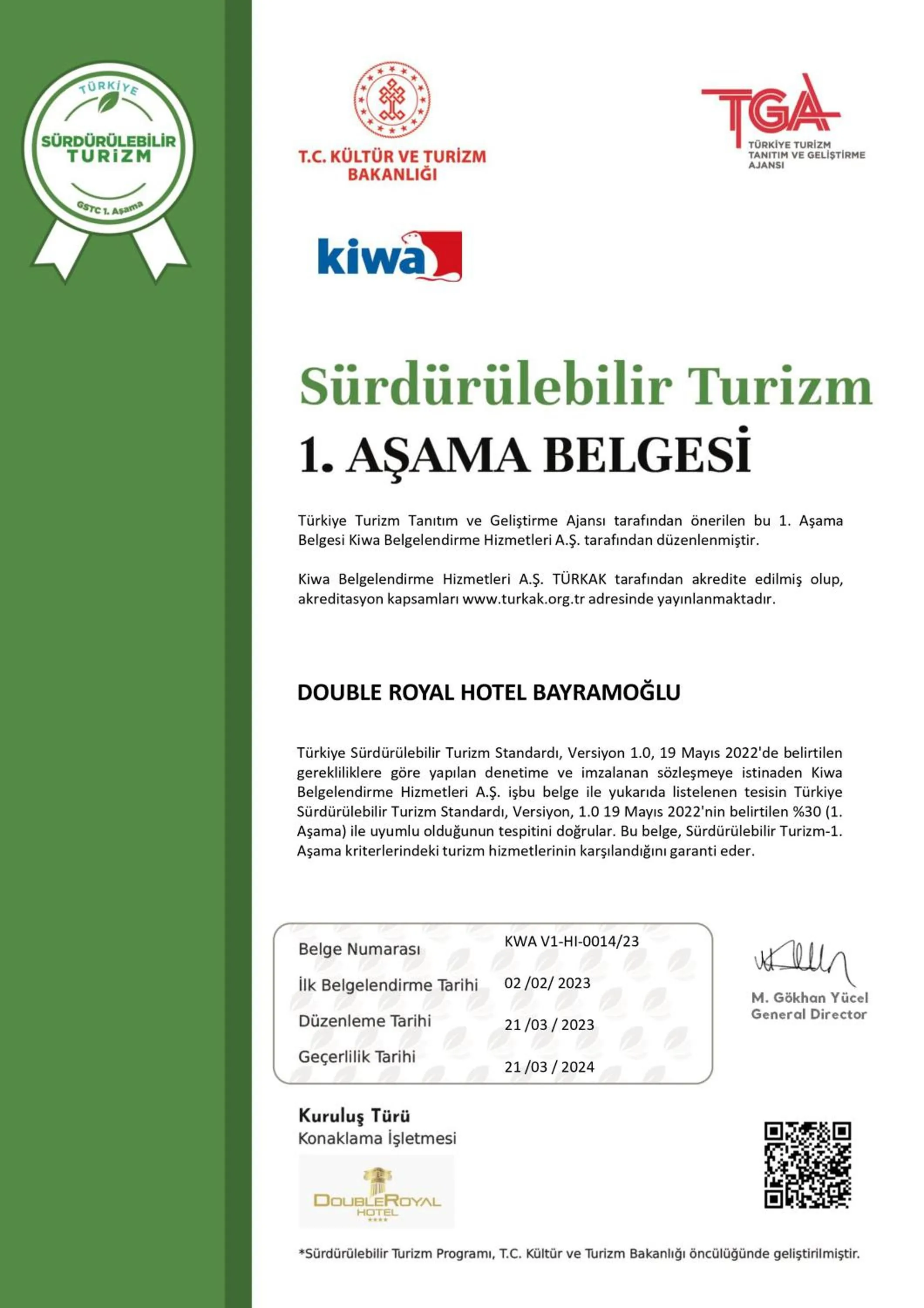 Certificate/Award in DOUBLE ROYAL HOTEL