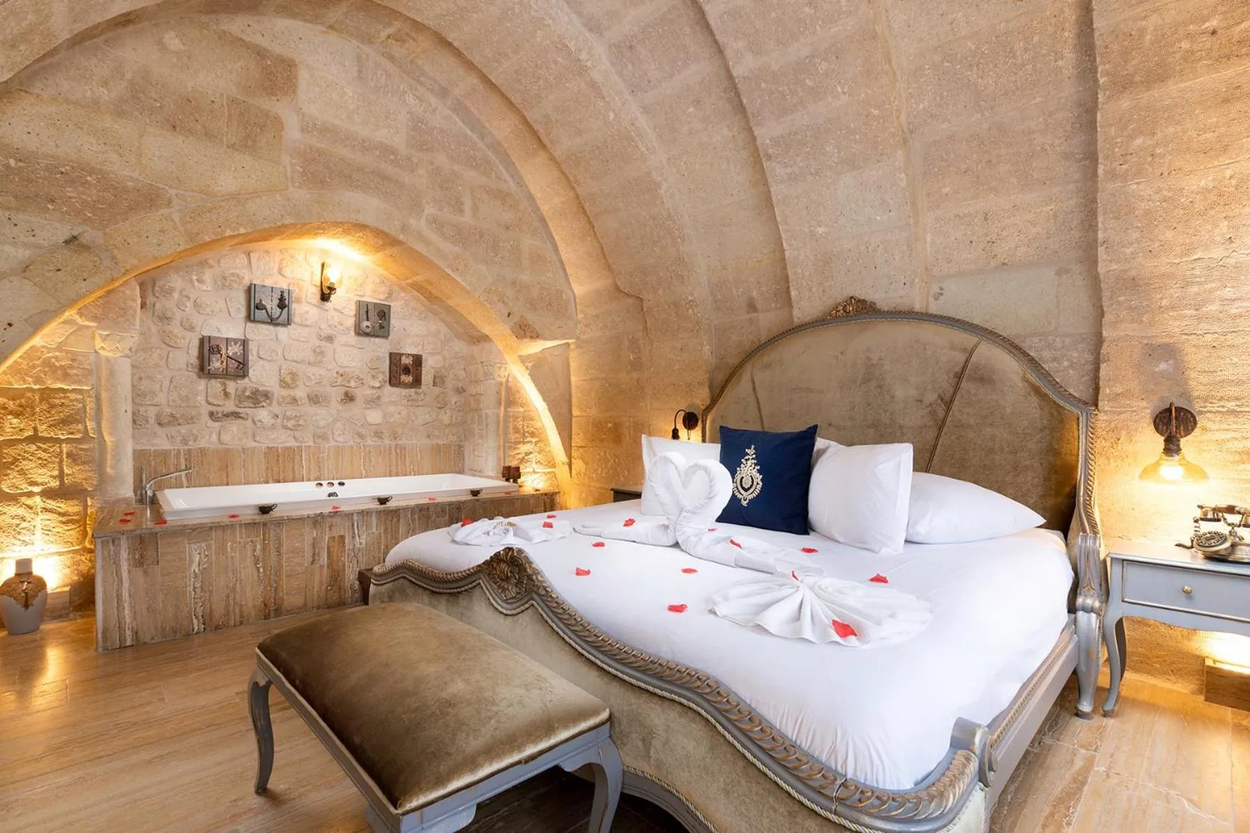 Bed in Elysion Cave Suites