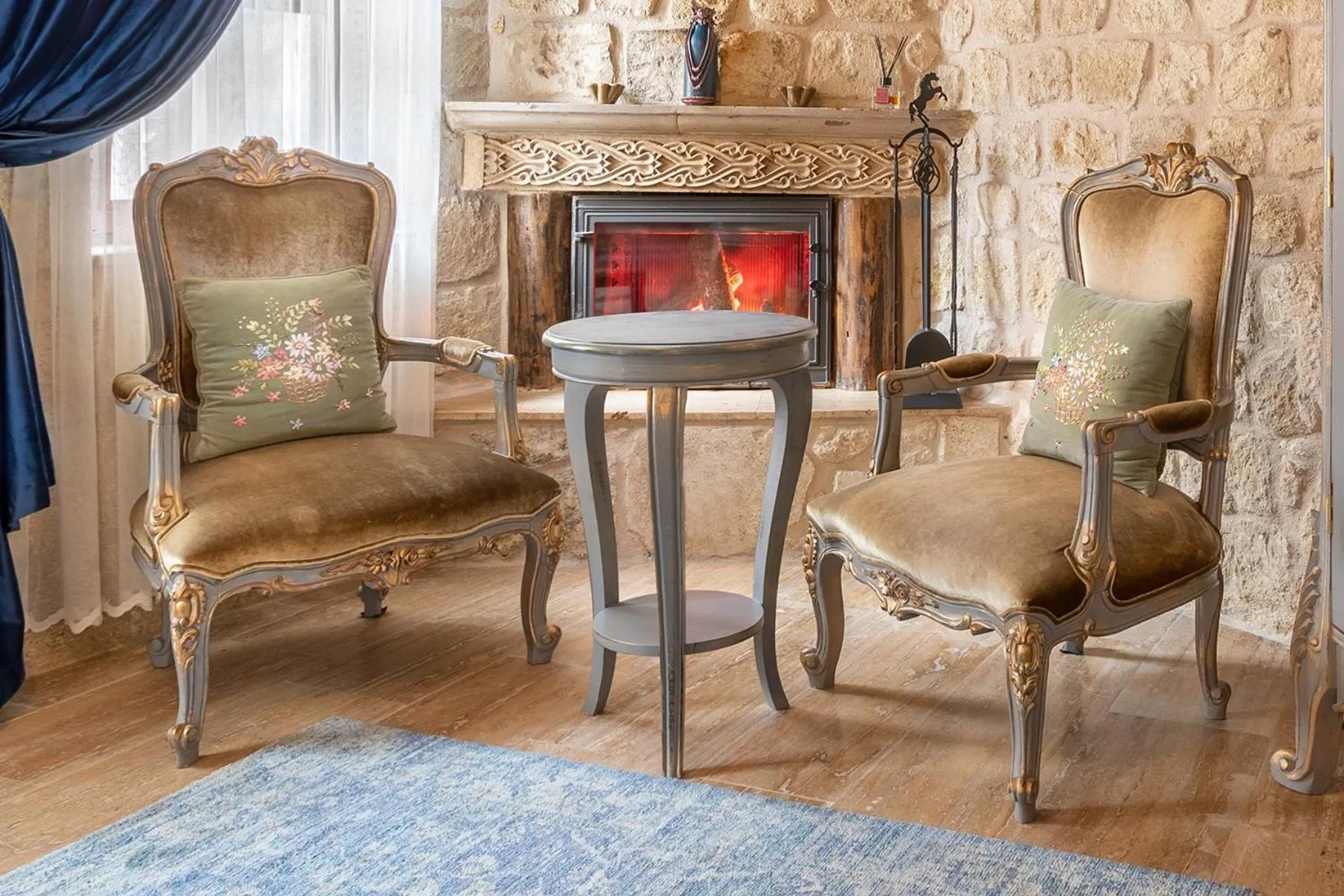 Seating area in Elysion Cave Suites