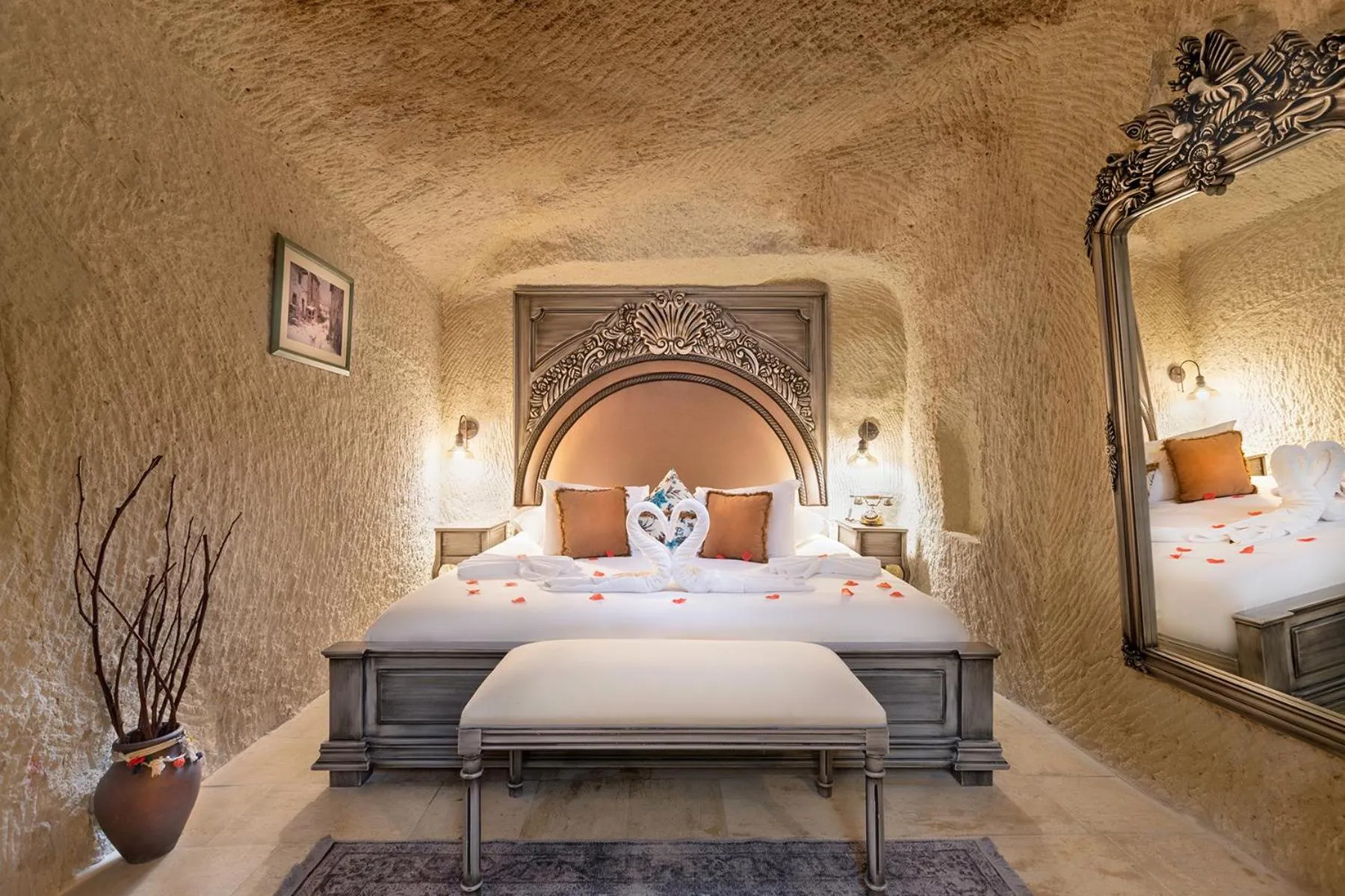 Bed in Elysion Cave Suites