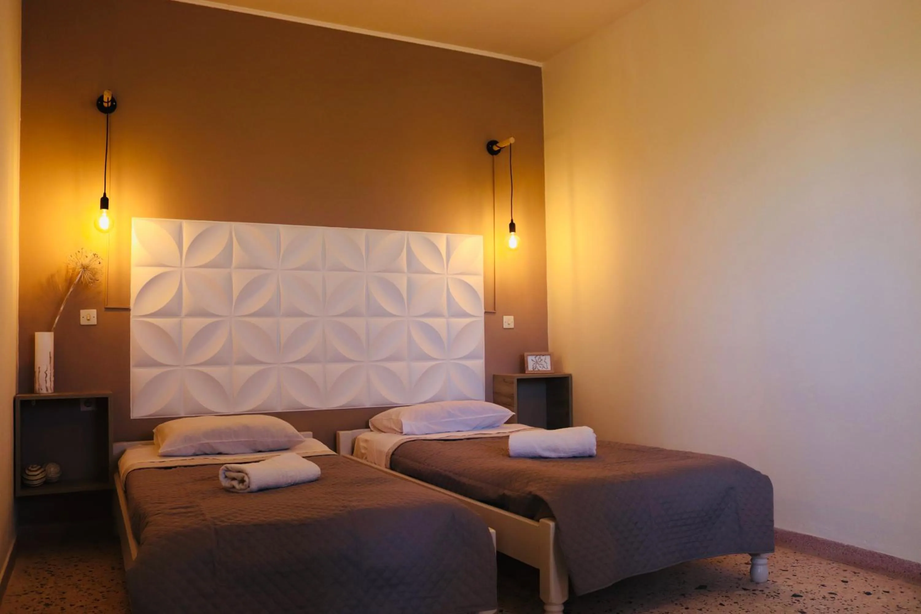 Bedroom, Bed in Elves Studios& Apartment's SIDARI