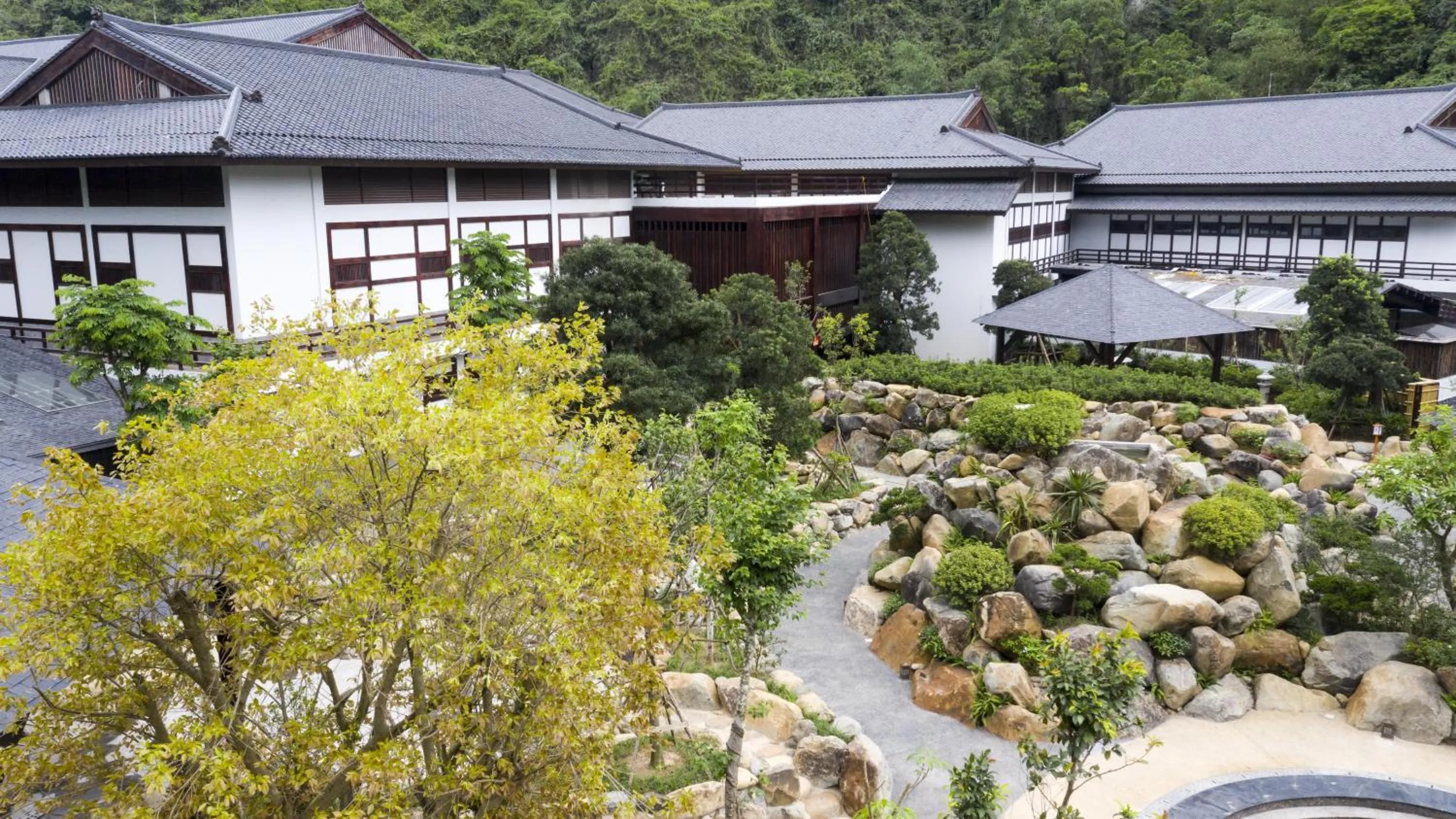 Inner courtyard view in Hilton Quang Hanh Onsen Resort