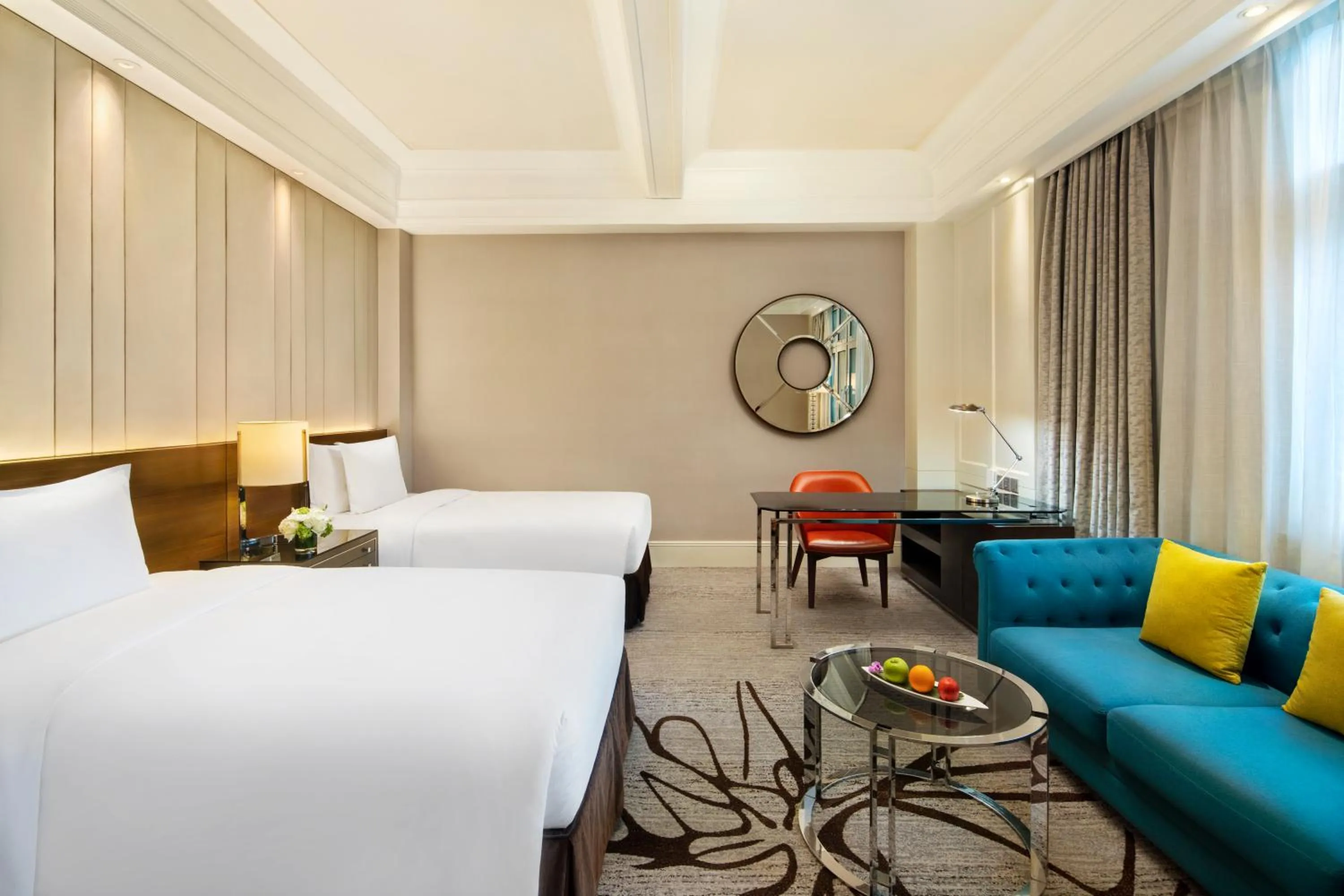 Photo of the whole room, Bed in Jin Jiang Hotel Shanghai - historical hotel in the city-center of Huaihai shopping area and convenient access to metro lines