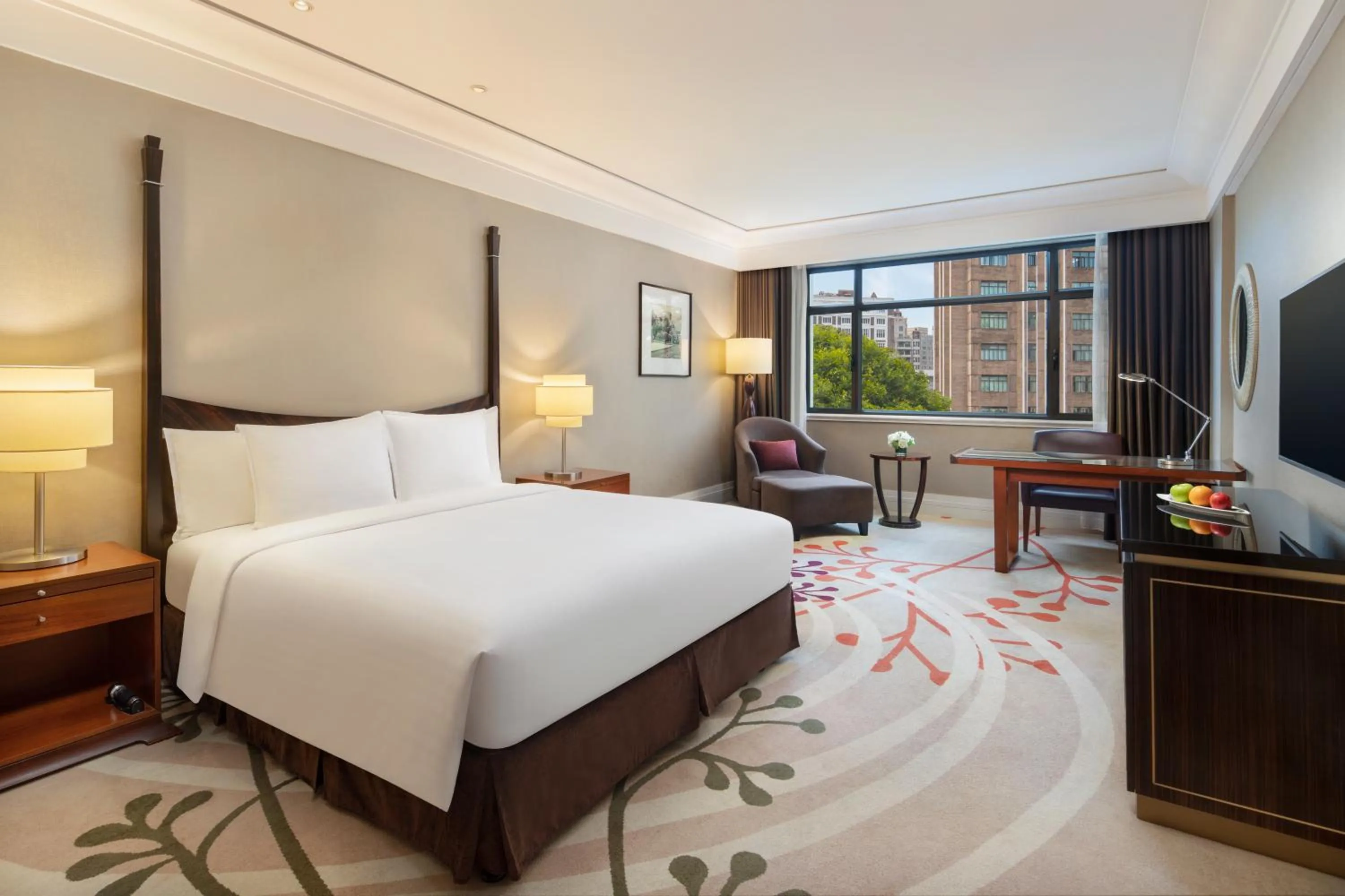 Photo of the whole room, Bed in Jin Jiang Hotel Shanghai - historical hotel in the city-center of Huaihai shopping area and convenient access to metro lines