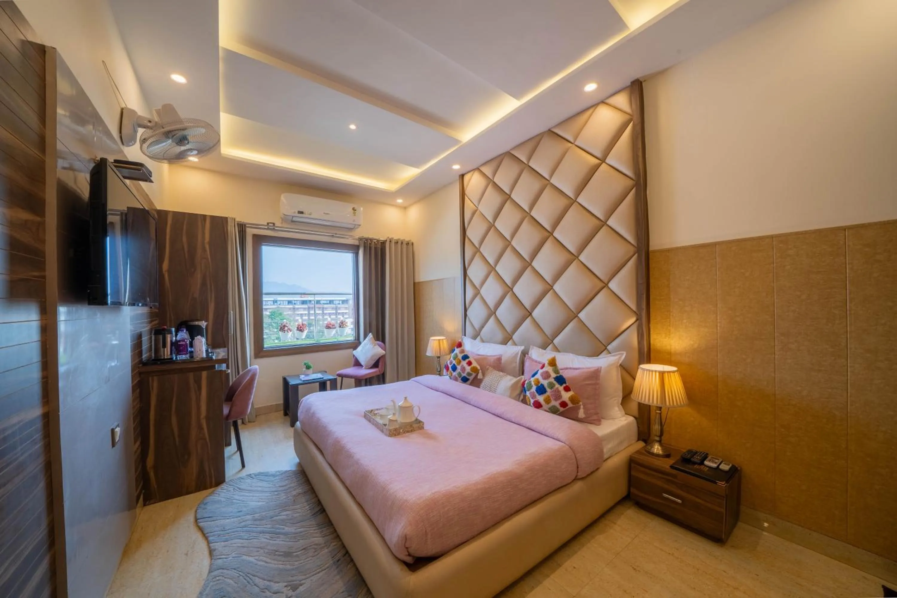 TV and multimedia, Bed in Perfectstayz Premium Ganga Heights - Ganga View rooftop cafe