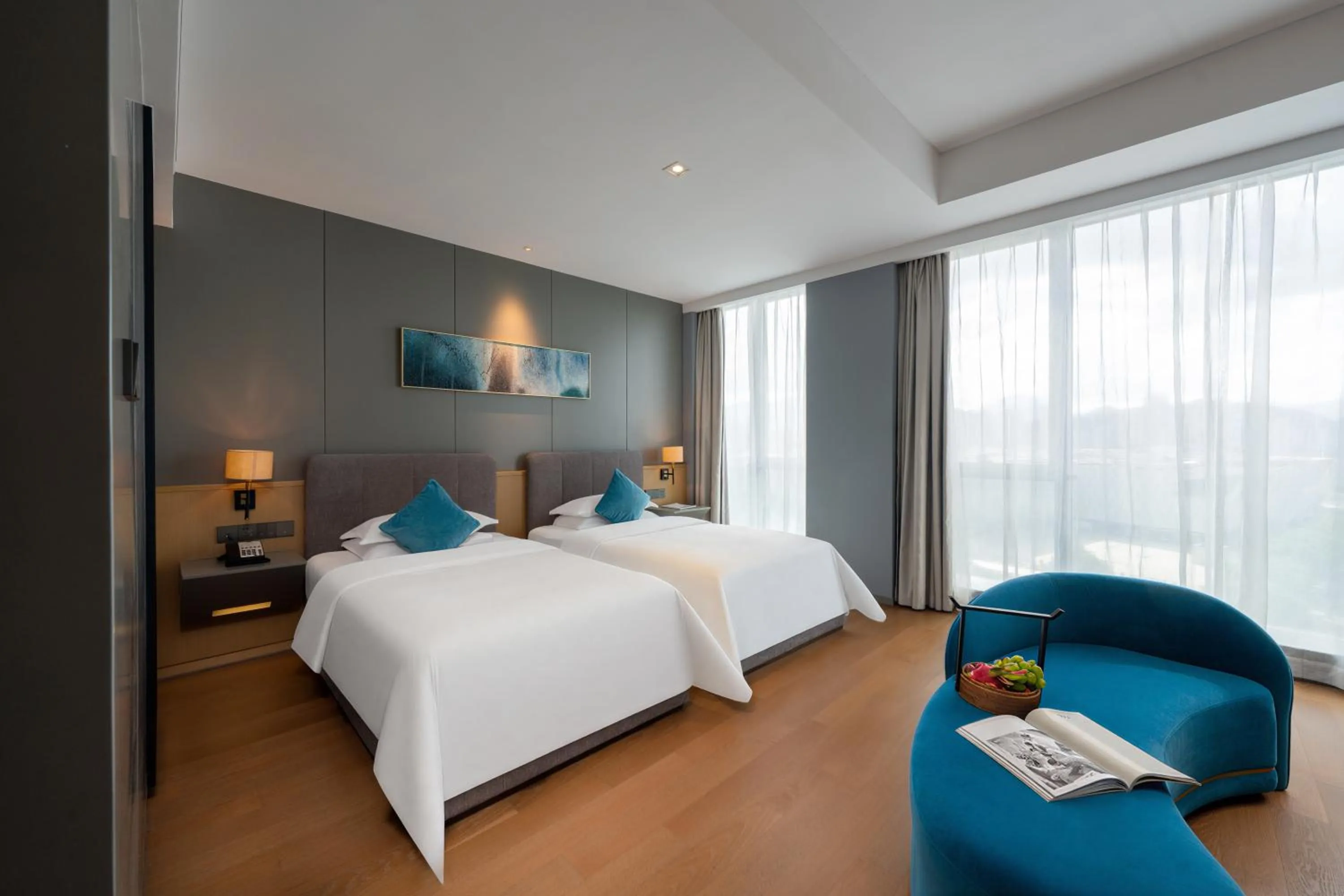 Bed in SSAW Boutique Hotel Wenzhou Dexin