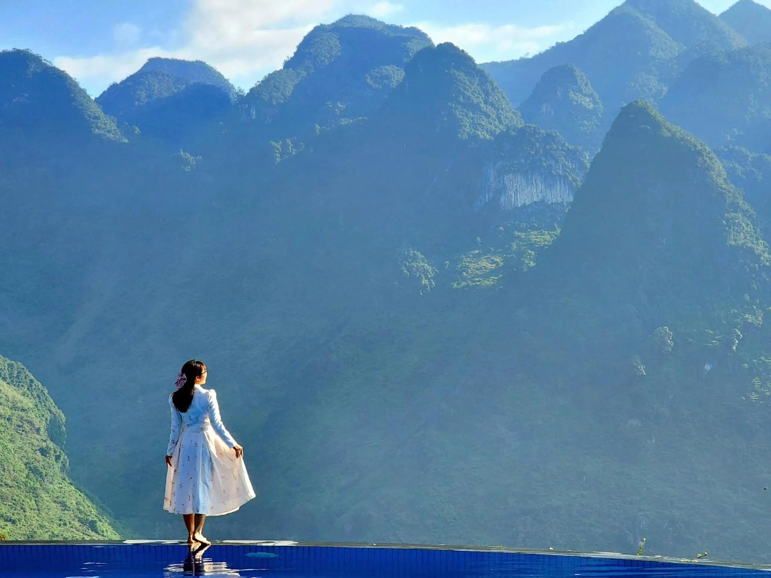 Swimming pool in H'mong Village Resort Ha Giang