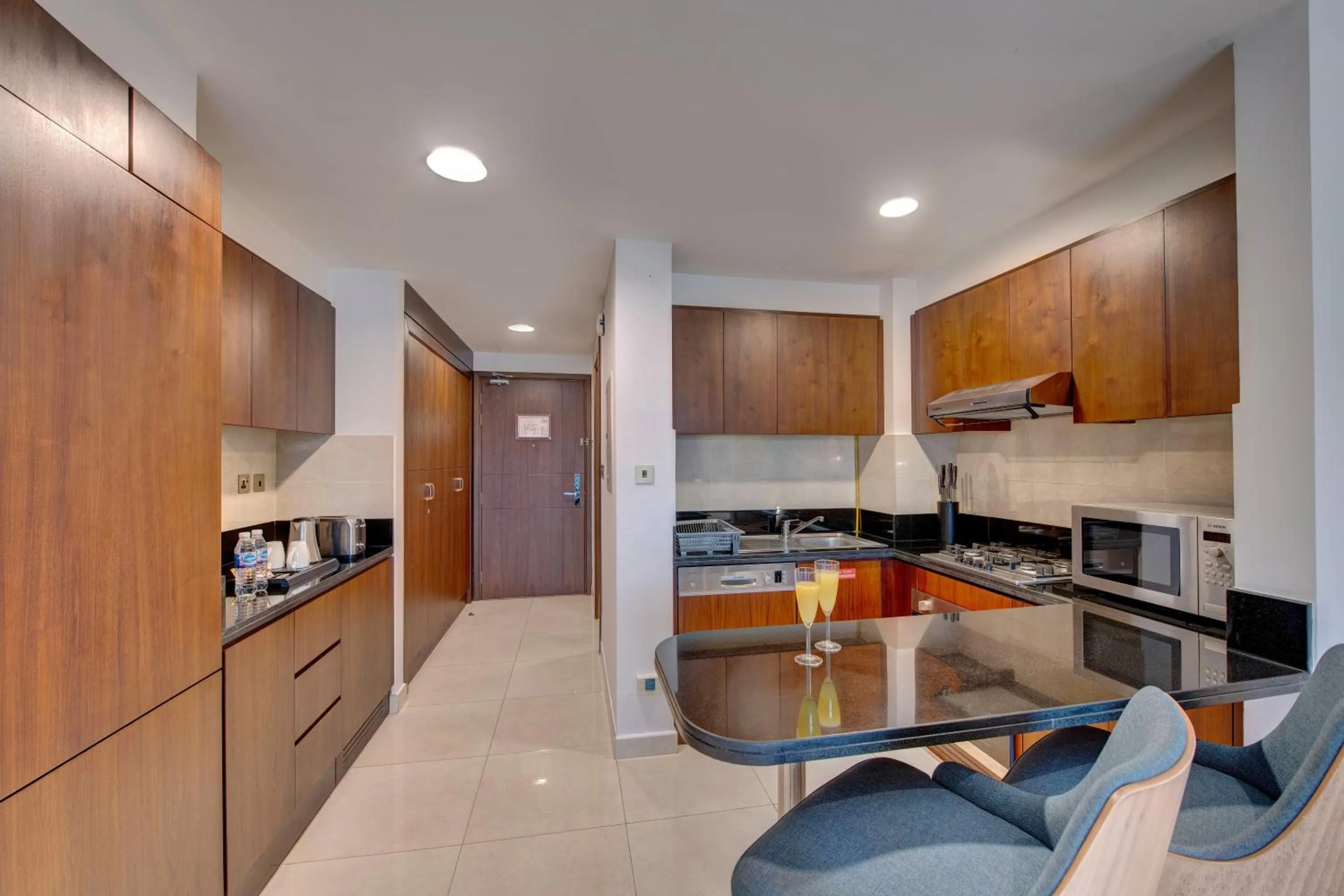 Kitchen or kitchenette in SUHA Creek Hotel Apartment, Waterfront Jaddaf, Dubai
