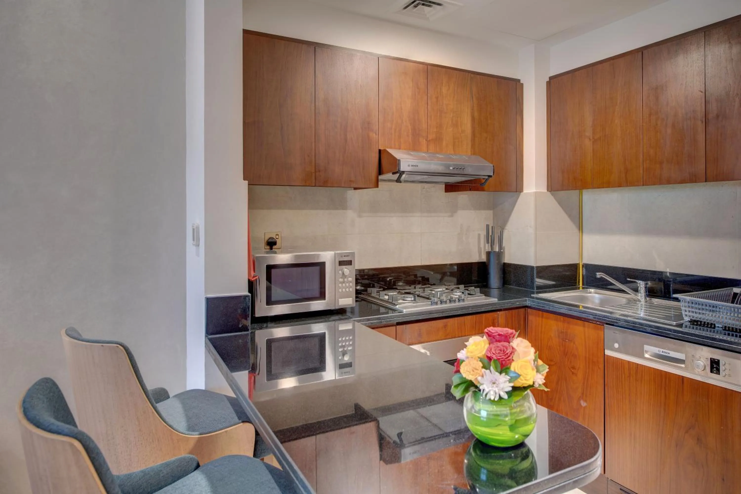 Kitchen or kitchenette in SUHA Creek Hotel Apartment, Waterfront Jaddaf, Dubai
