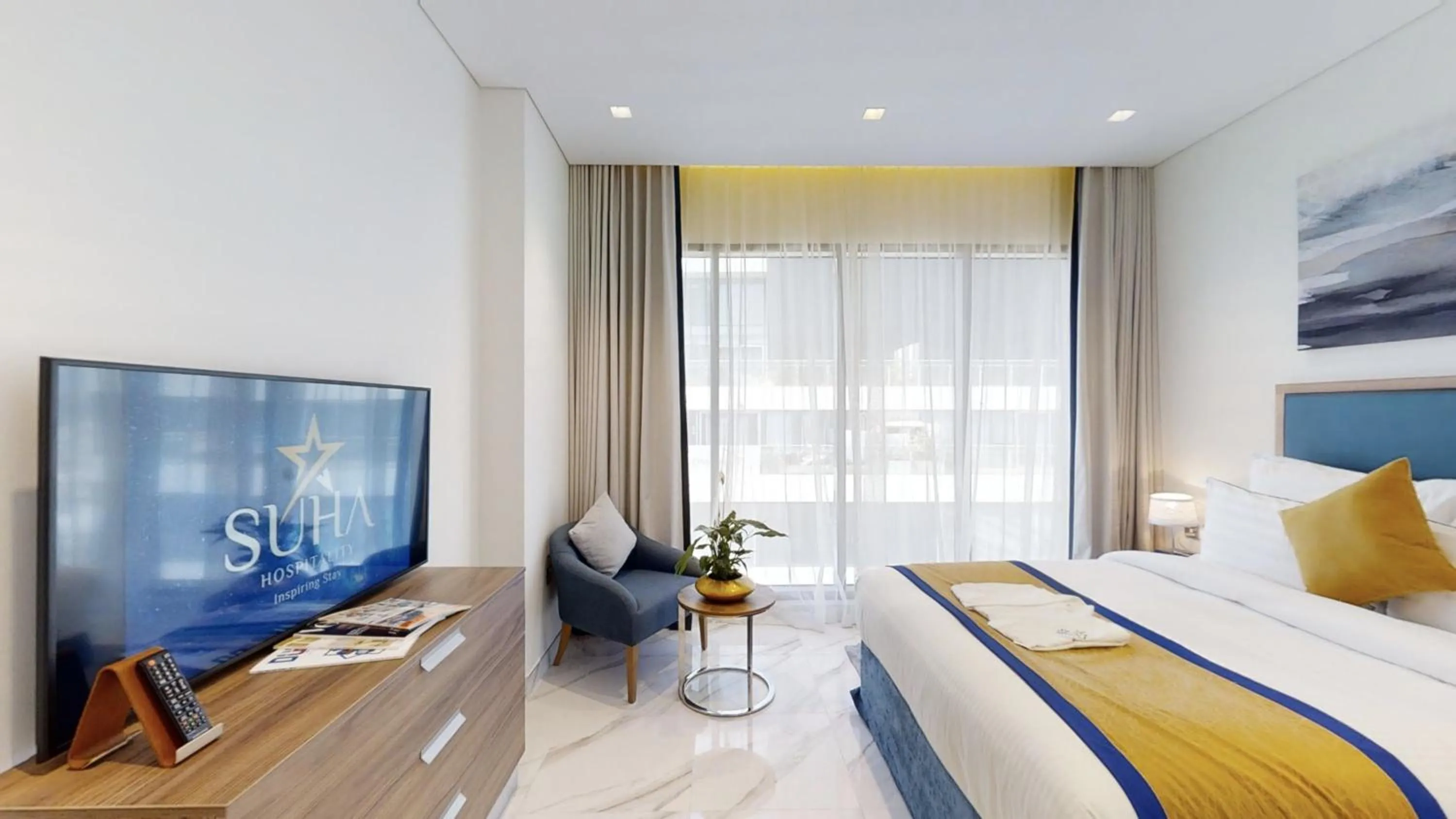 Bedroom, Bed in SUHA Mina Rashid Hotel Apartments