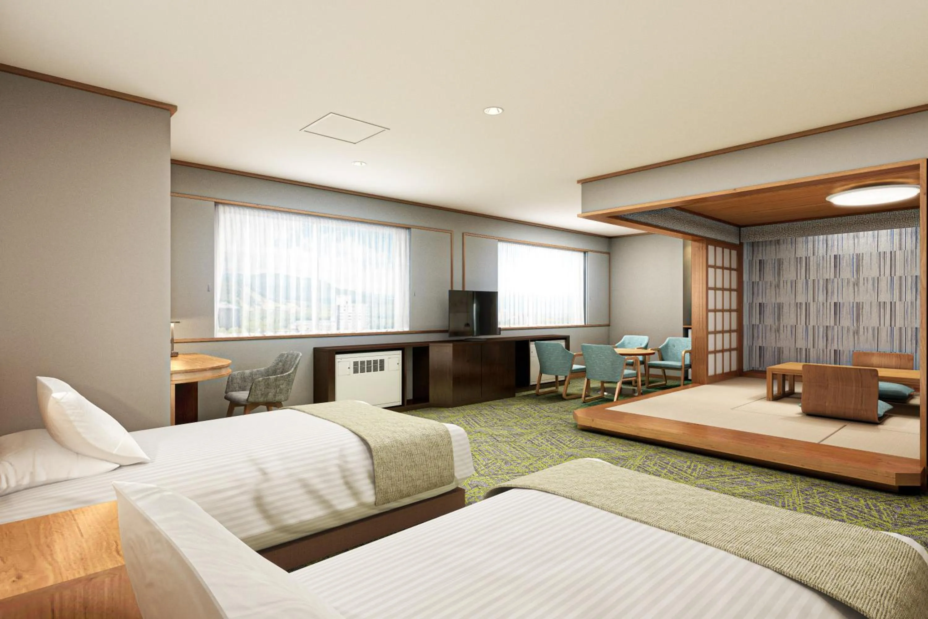 Photo of the whole room, Bed in KAMENOI HOTEL Kusatsu Resort