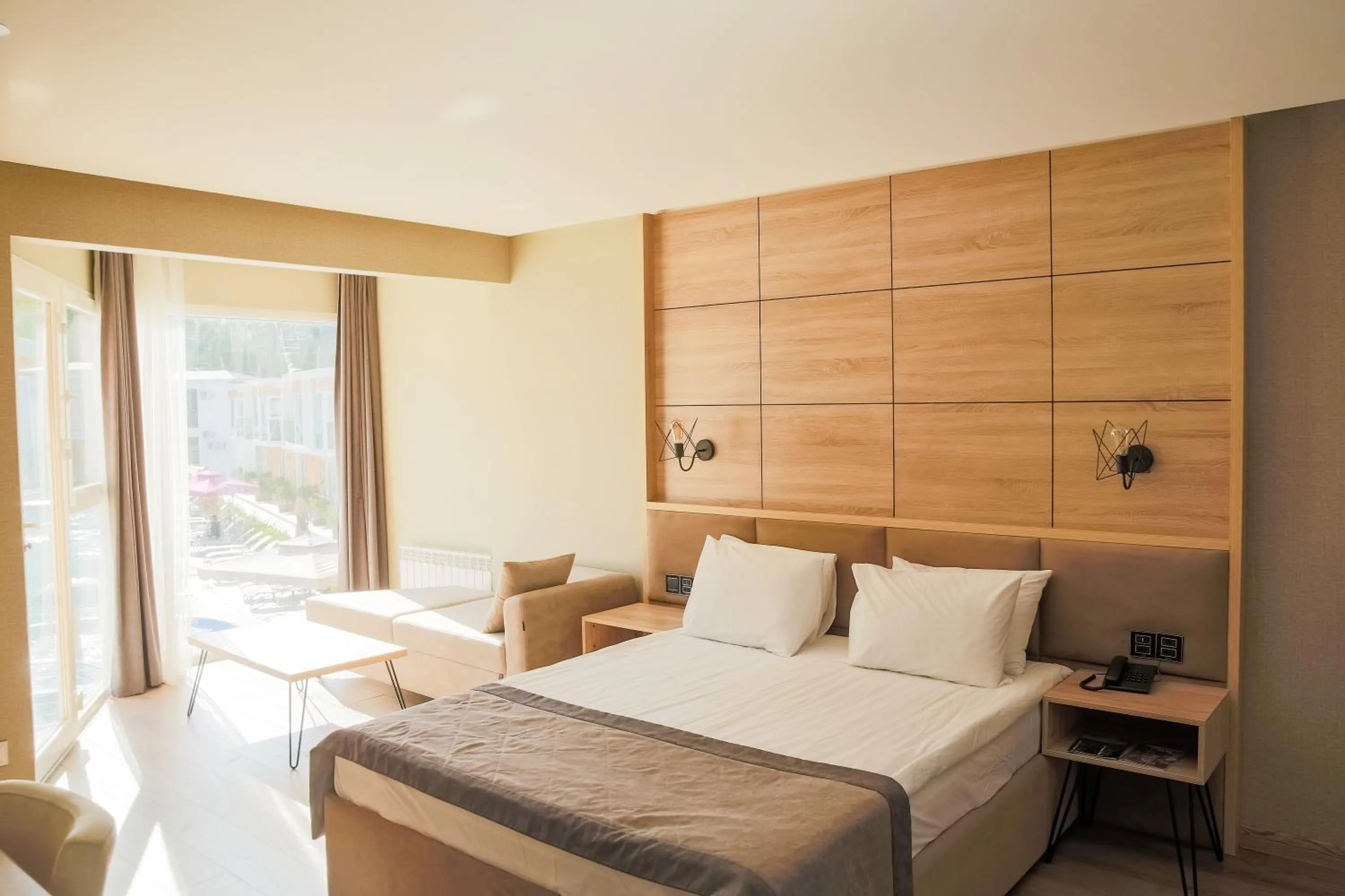 View (from property/room), Bed in Riva Hill Resort Lankaran