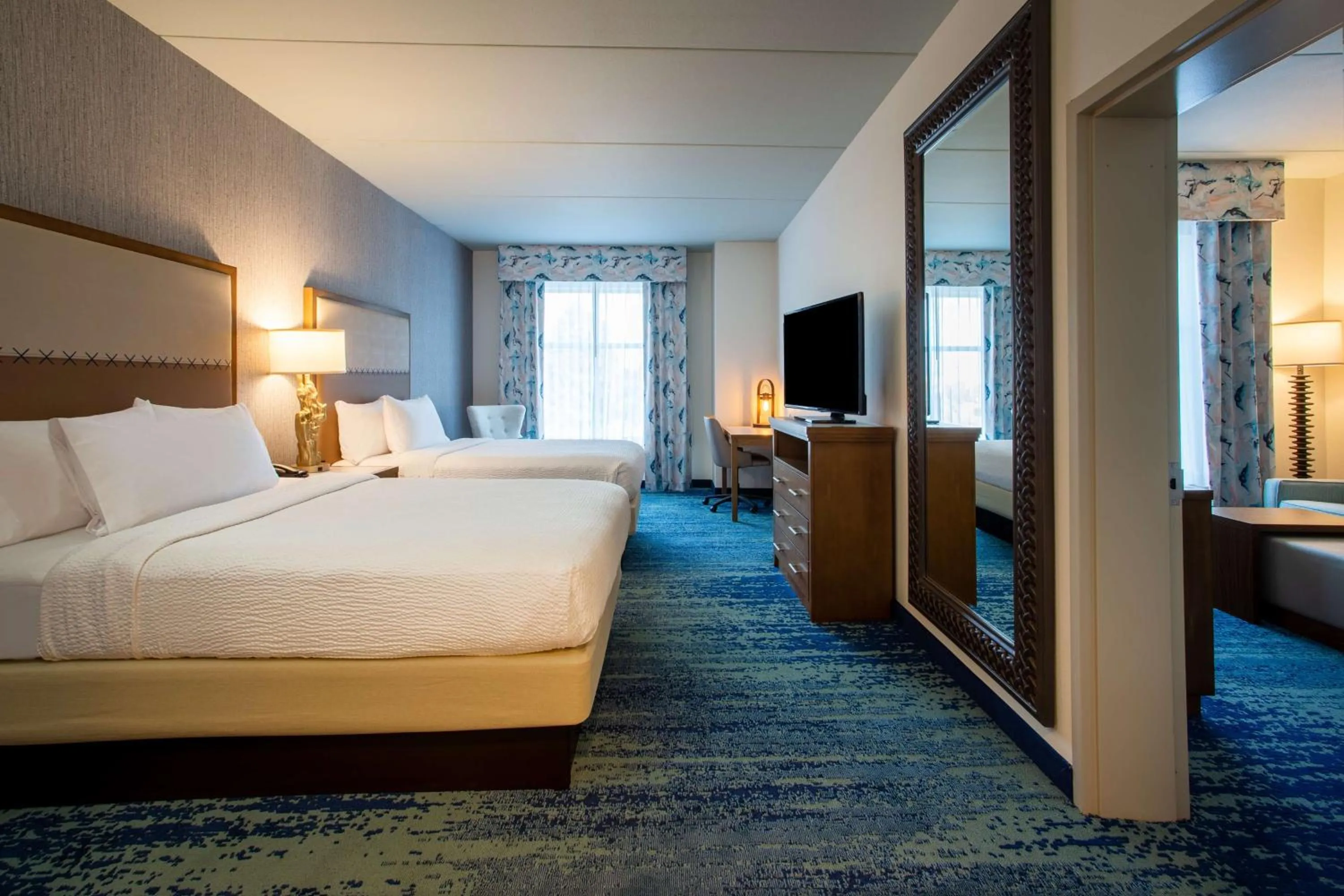 Living room, Bed in Homewood Suites By Hilton Myrtle Beach Coastal Grand Mall