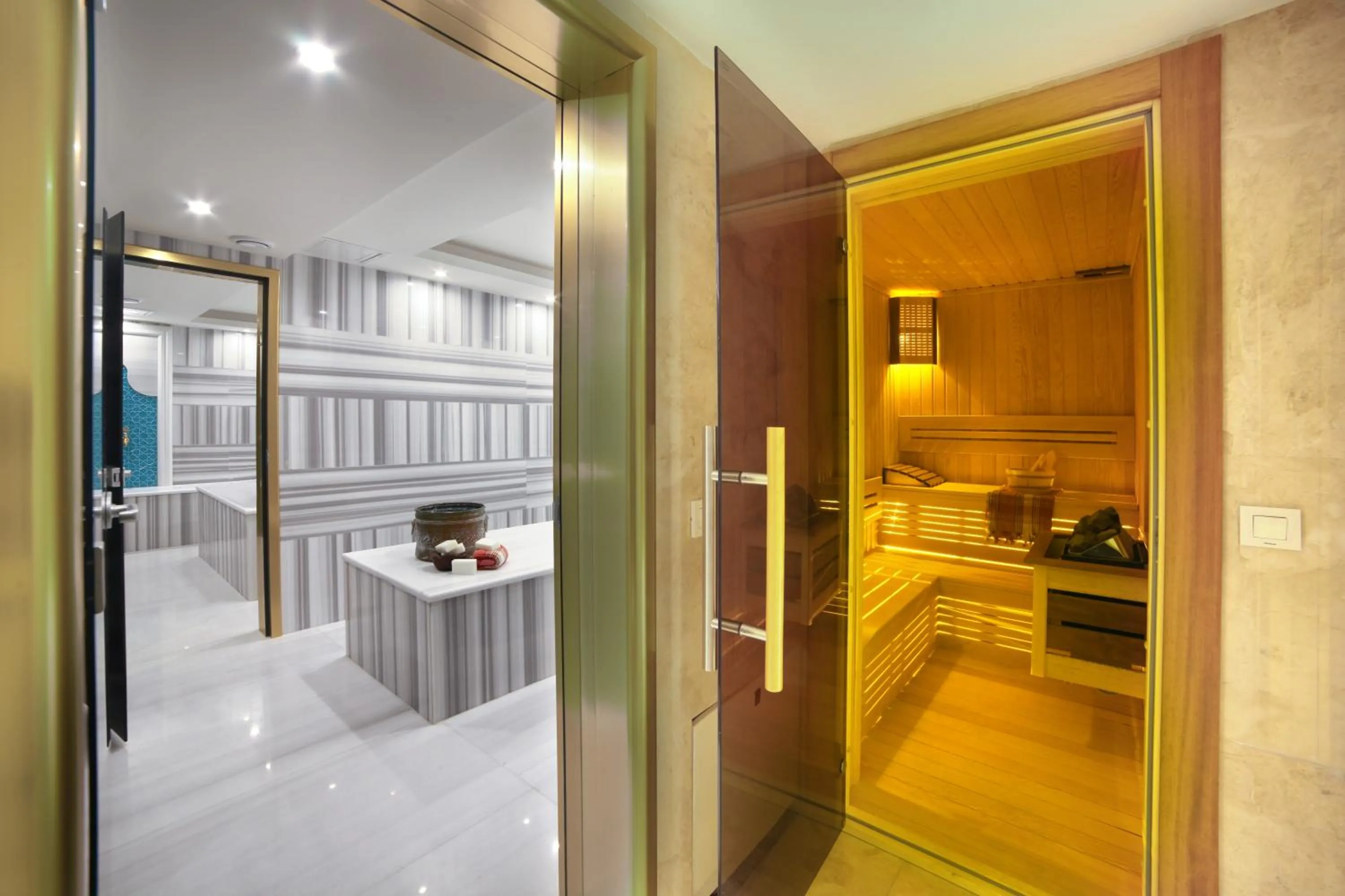 Sauna, Bed in Great Fortune Design Hotel & Spa