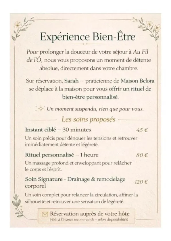 Spa and wellness centre/facilities in Au fil de l’Ô