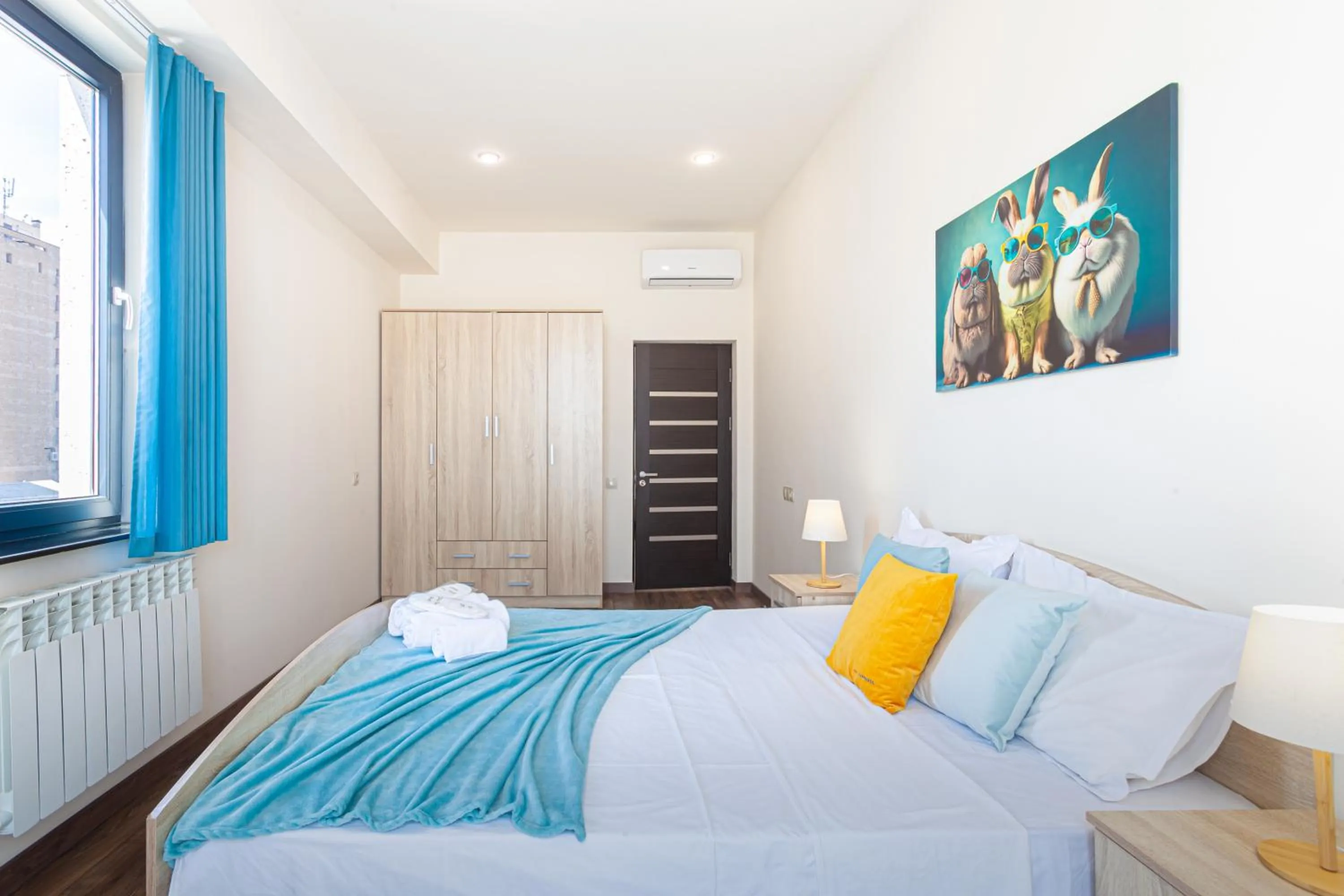 Bedroom, Bed in Apart-hotel on Koghbatsi 16