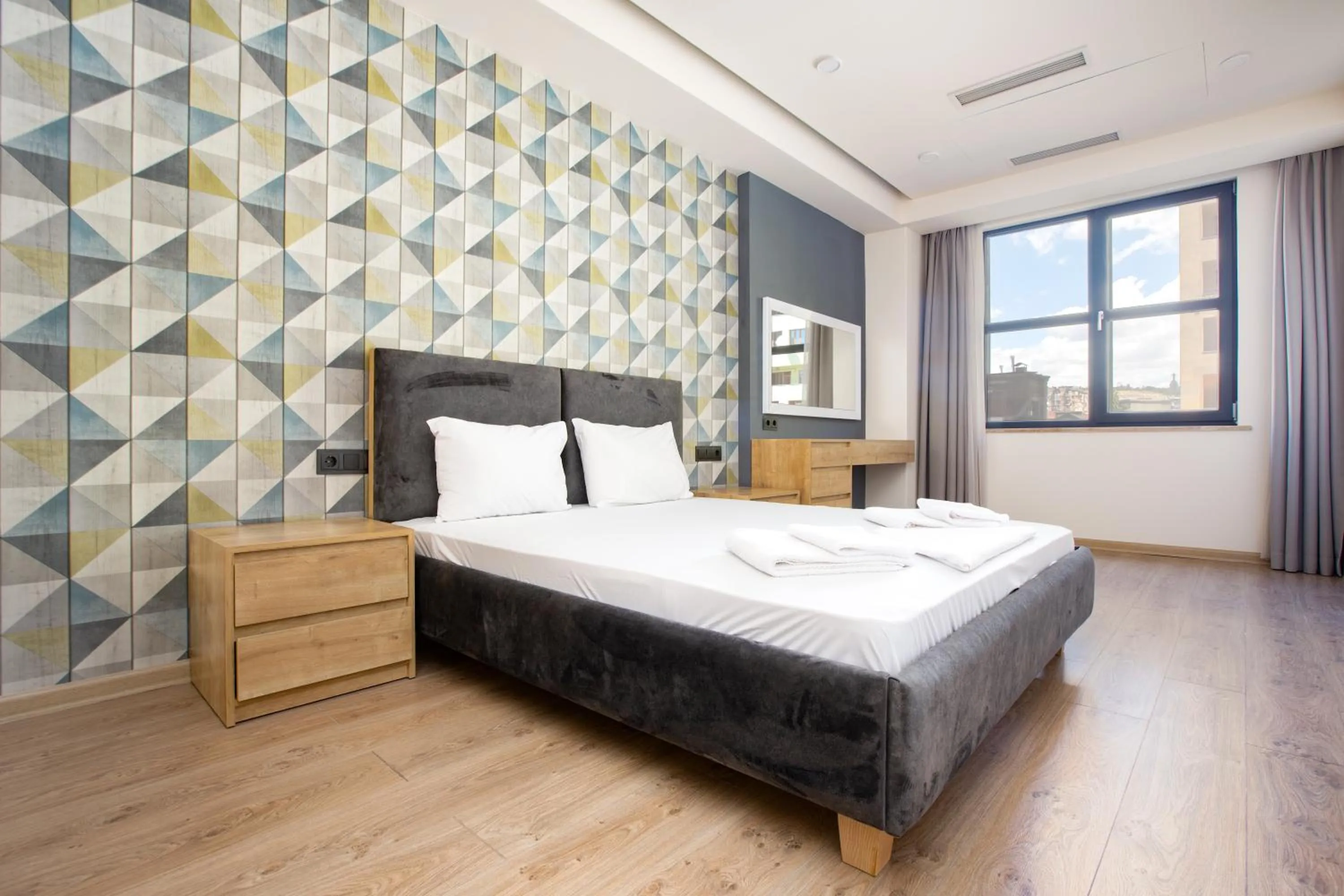 Bedroom, Bed in Apart-hotel on Koghbatsi 16