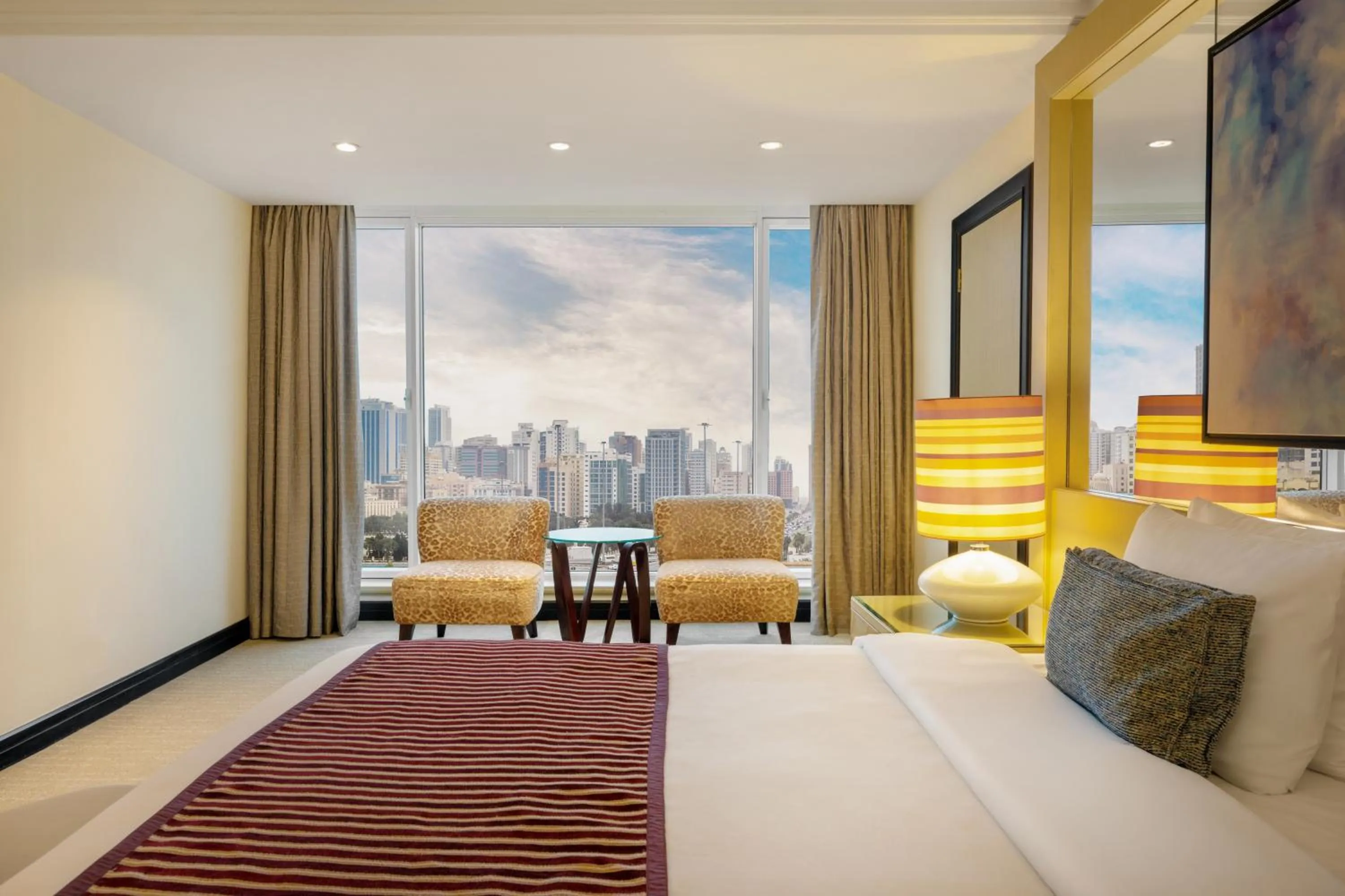 View (from property/room), Bed in Gulf Hotel Bahrain Convention and SPA