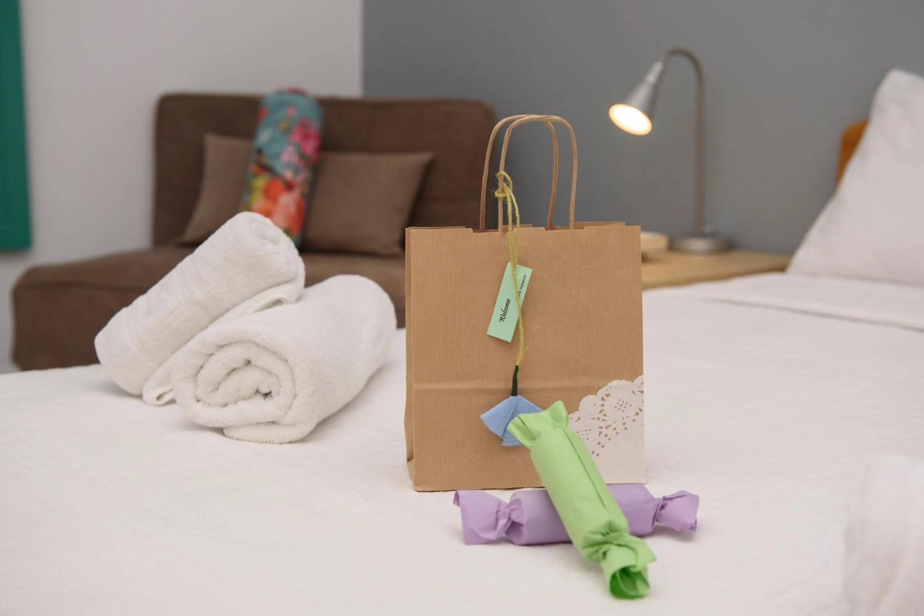 Decorative detail, Bed in Porto Katapola Pension