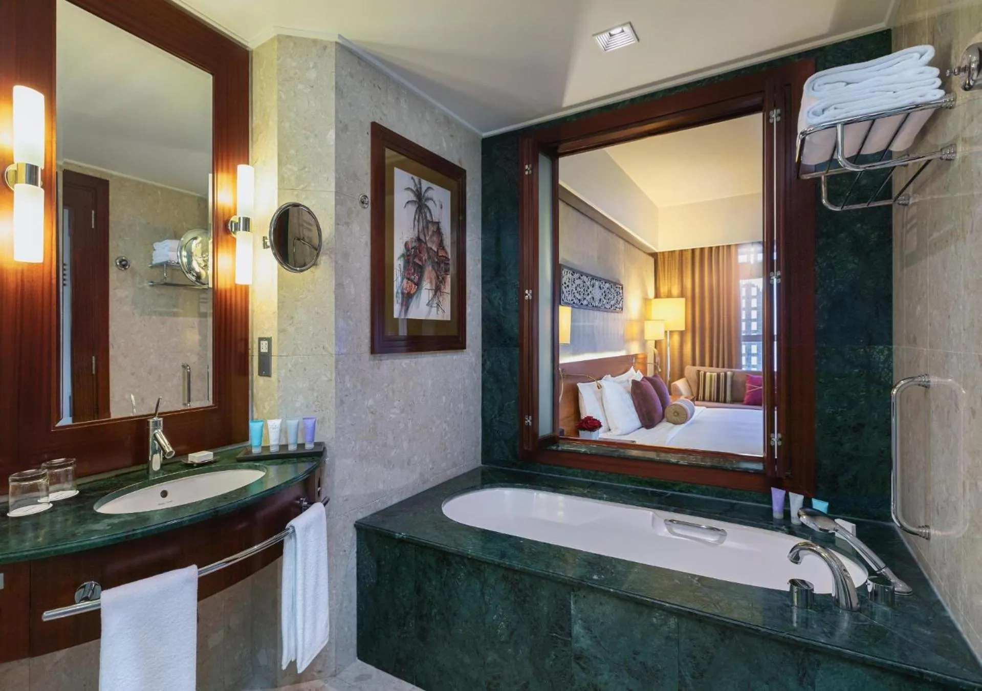 Bathroom, Bed in Dusit Thani Dubai