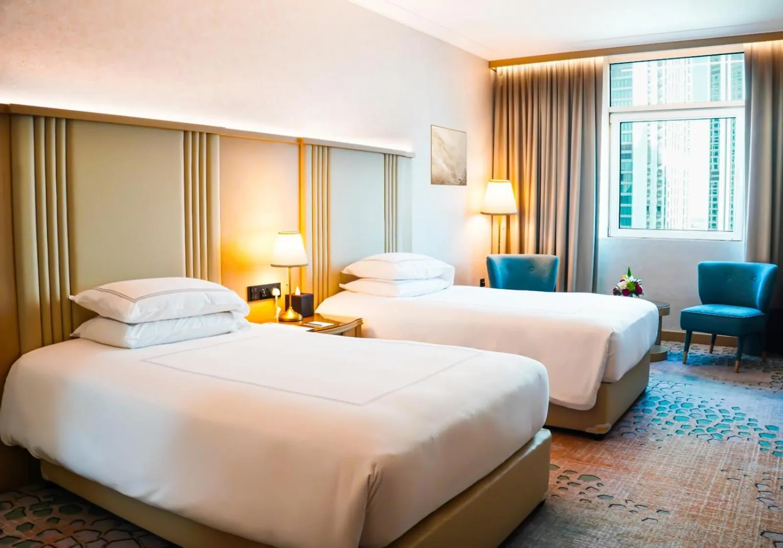 Bed in Swissôtel Al Murooj Dubai