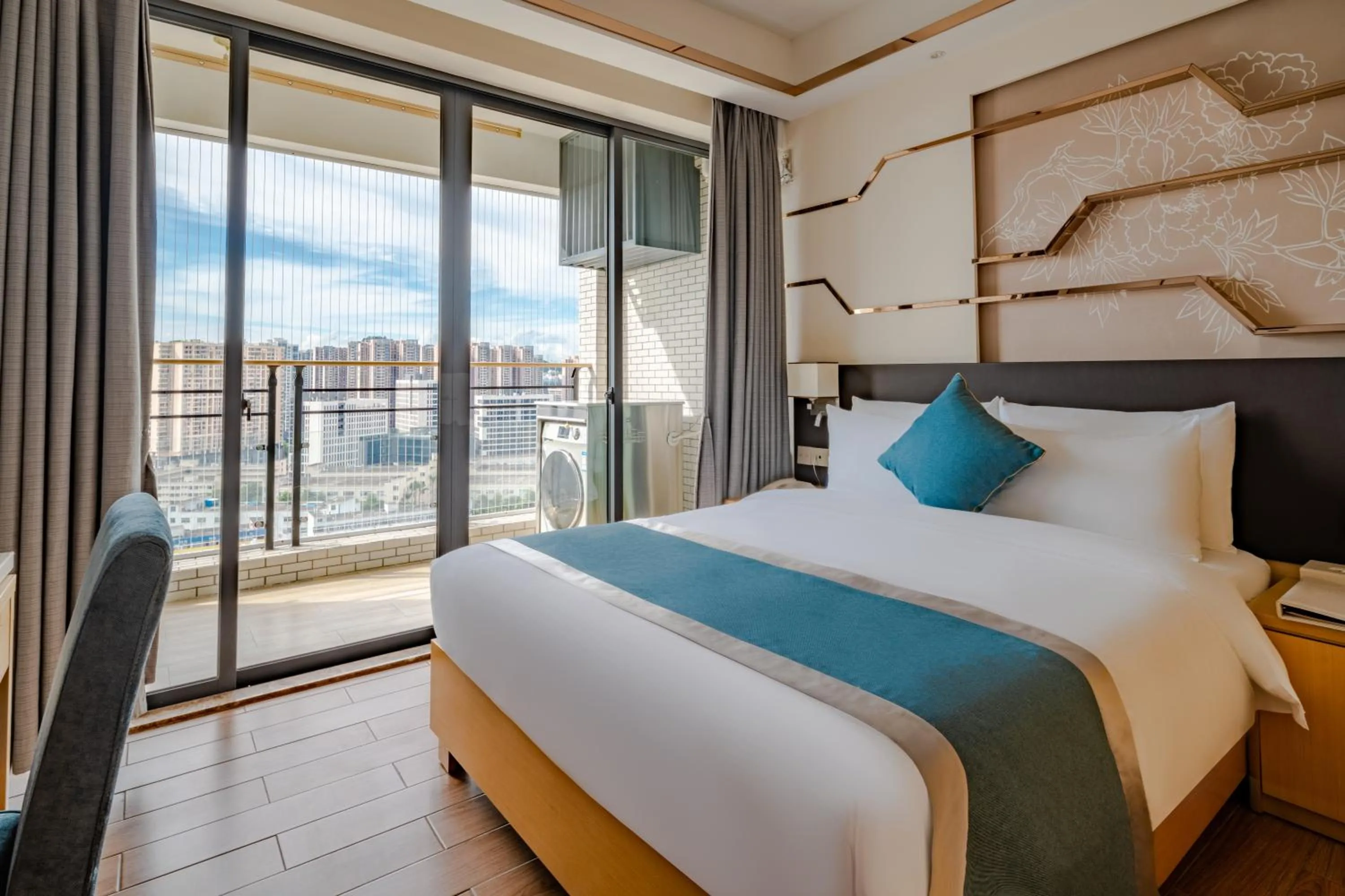 Bed in Dingshang Apartment Hotel