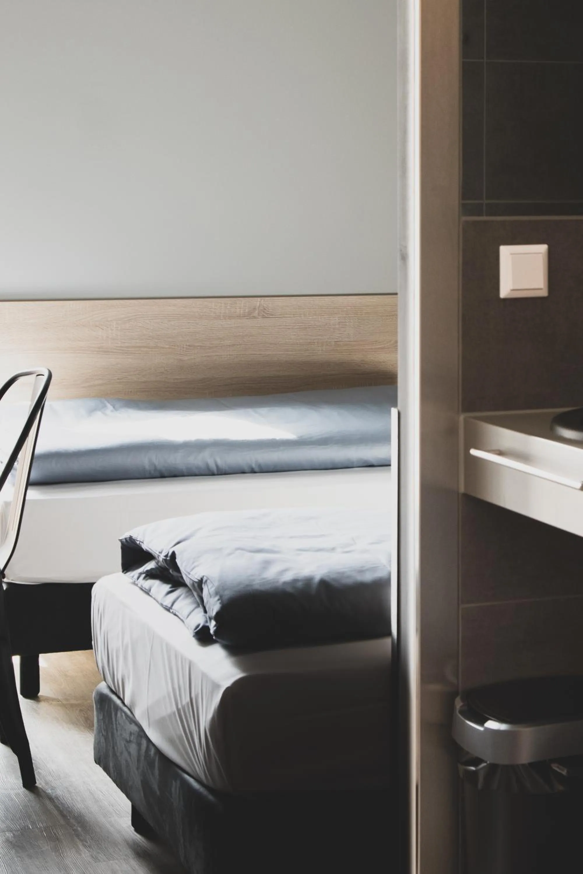 Bed in Das Schlafwerk Stuttgart-Nord -SELF-CHECK IN - keine Rezeption-LowBudget-cashless