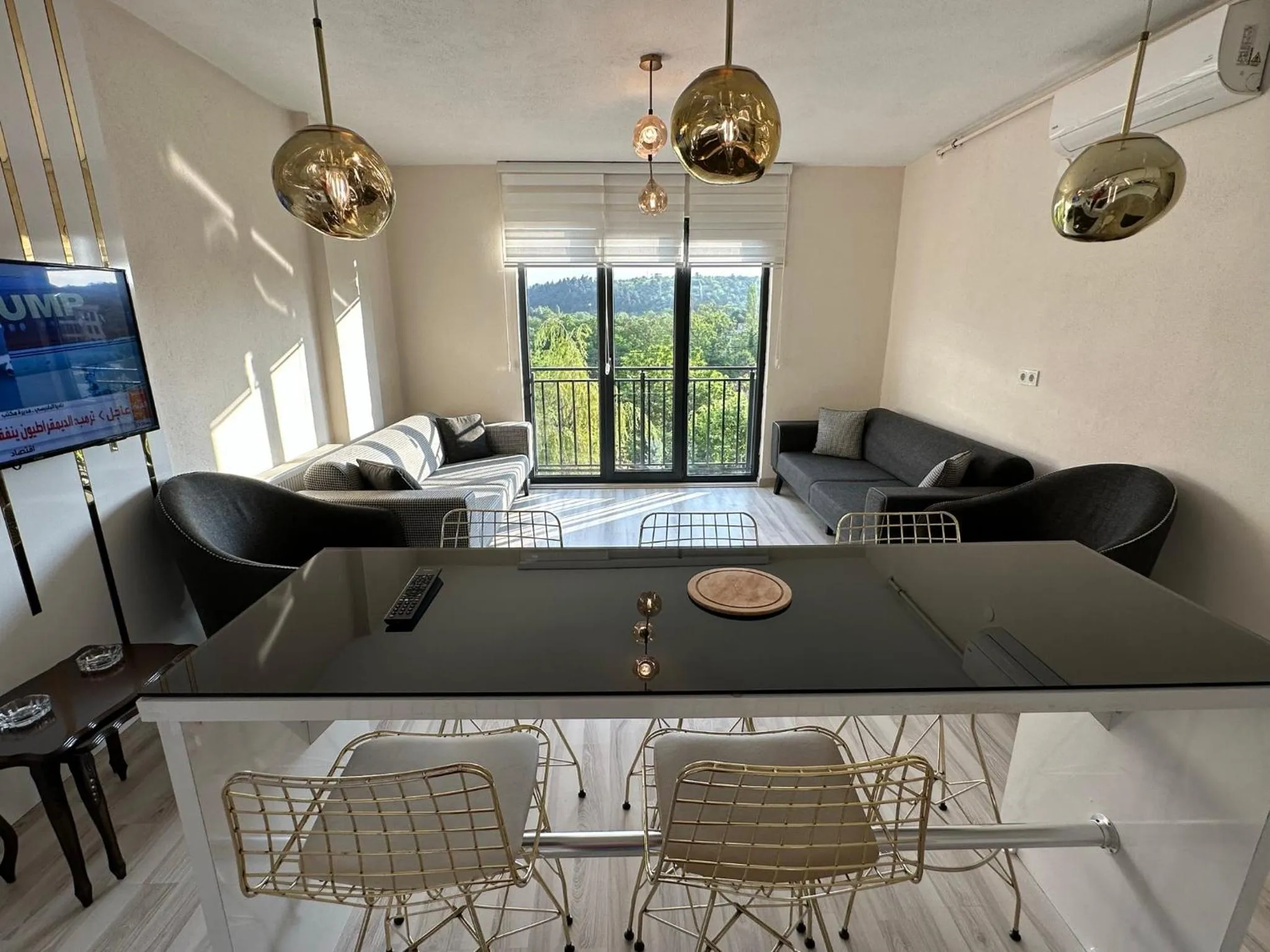 Living room in Golden Hour Apartment بورصة شقة مريحة Bursa Nilufer مَنْظَرٌ جَمِيلٌ