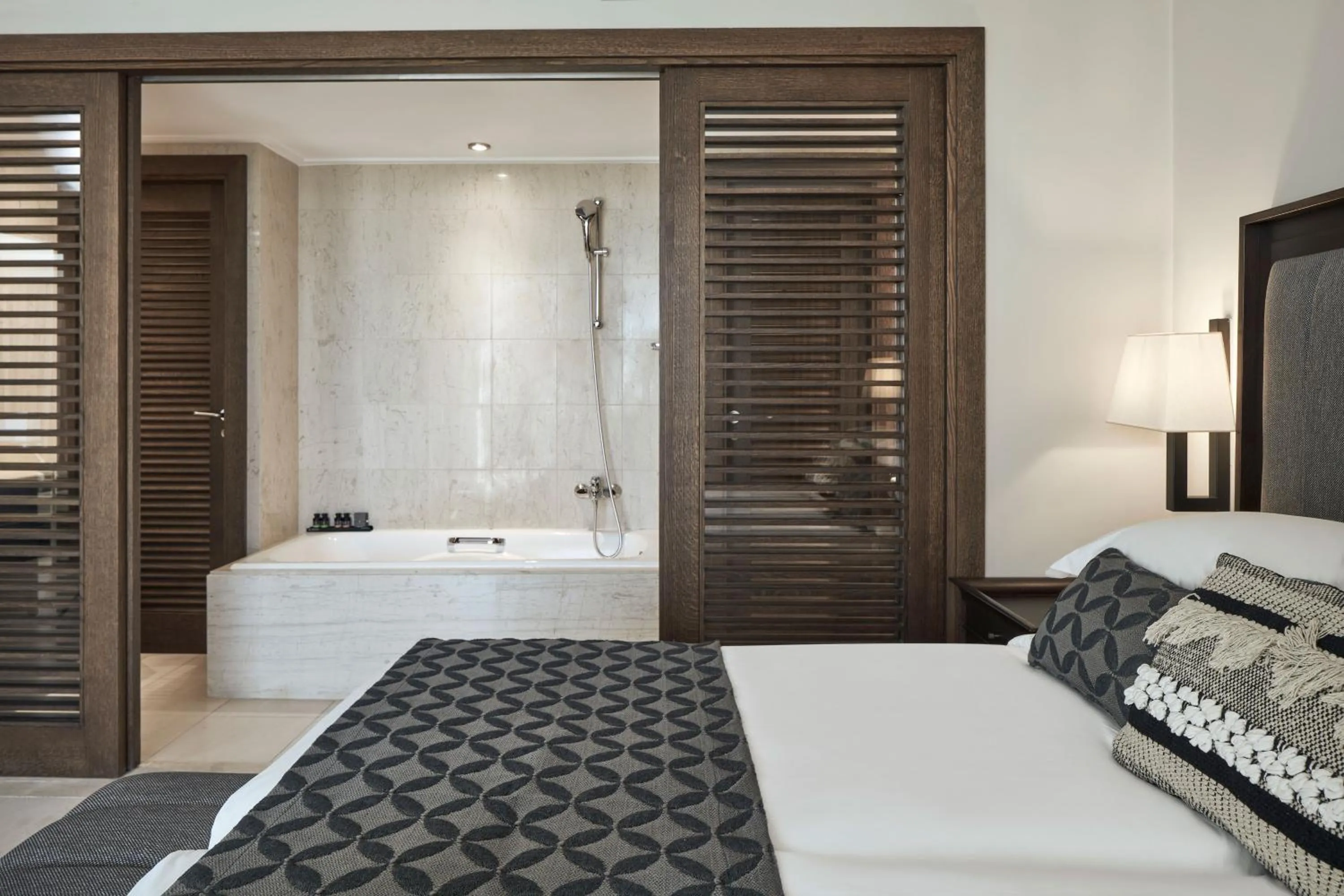 Bathroom, Bed in Atlantica Belvedere Resort - Adults Only