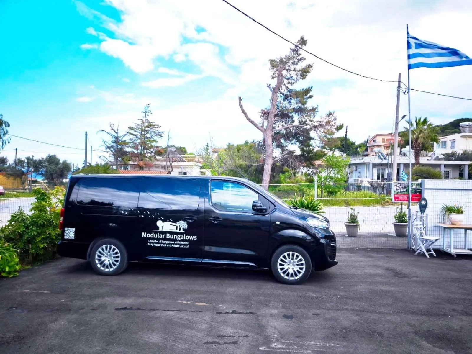 Parking in Modular Bungalows With Heated Pool Artemis Greece