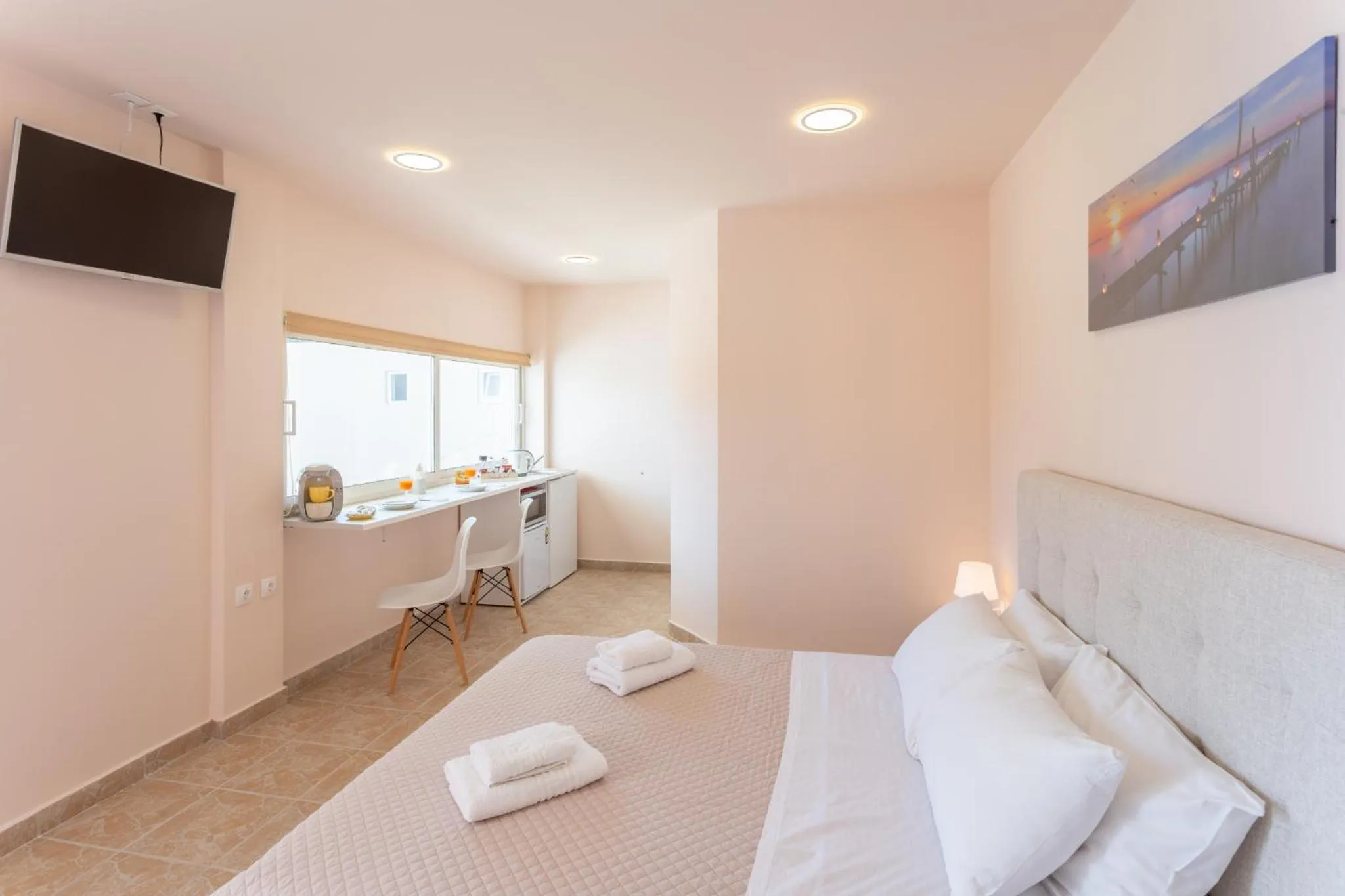 Bed in Modular Bungalows With Heated Pool Artemis Greece