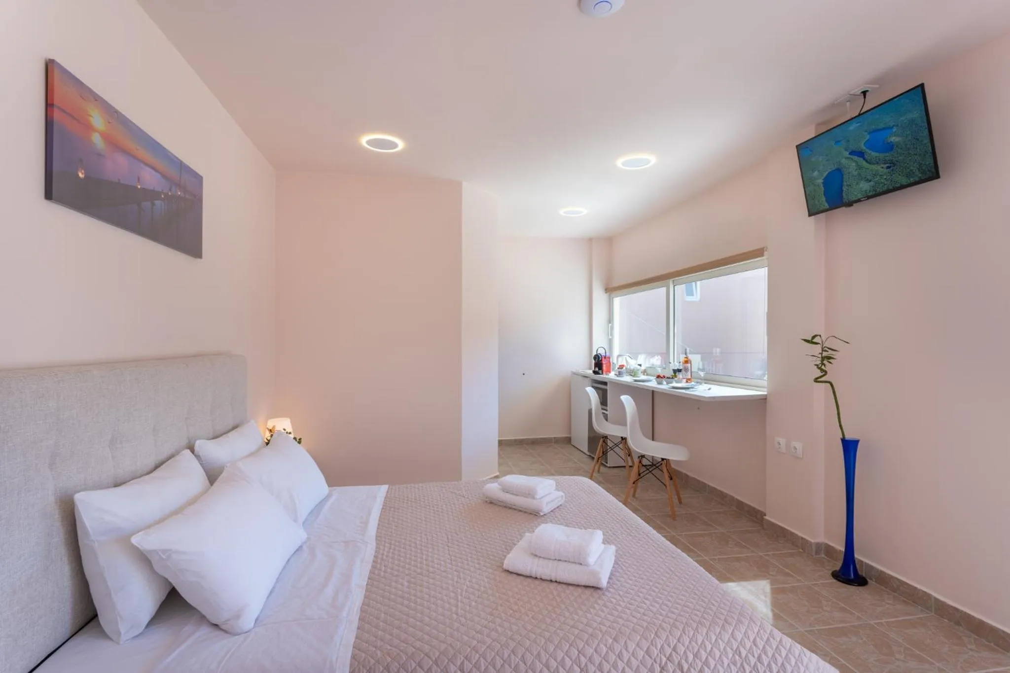 Bed in Modular Bungalows With Heated Pool Artemis Greece