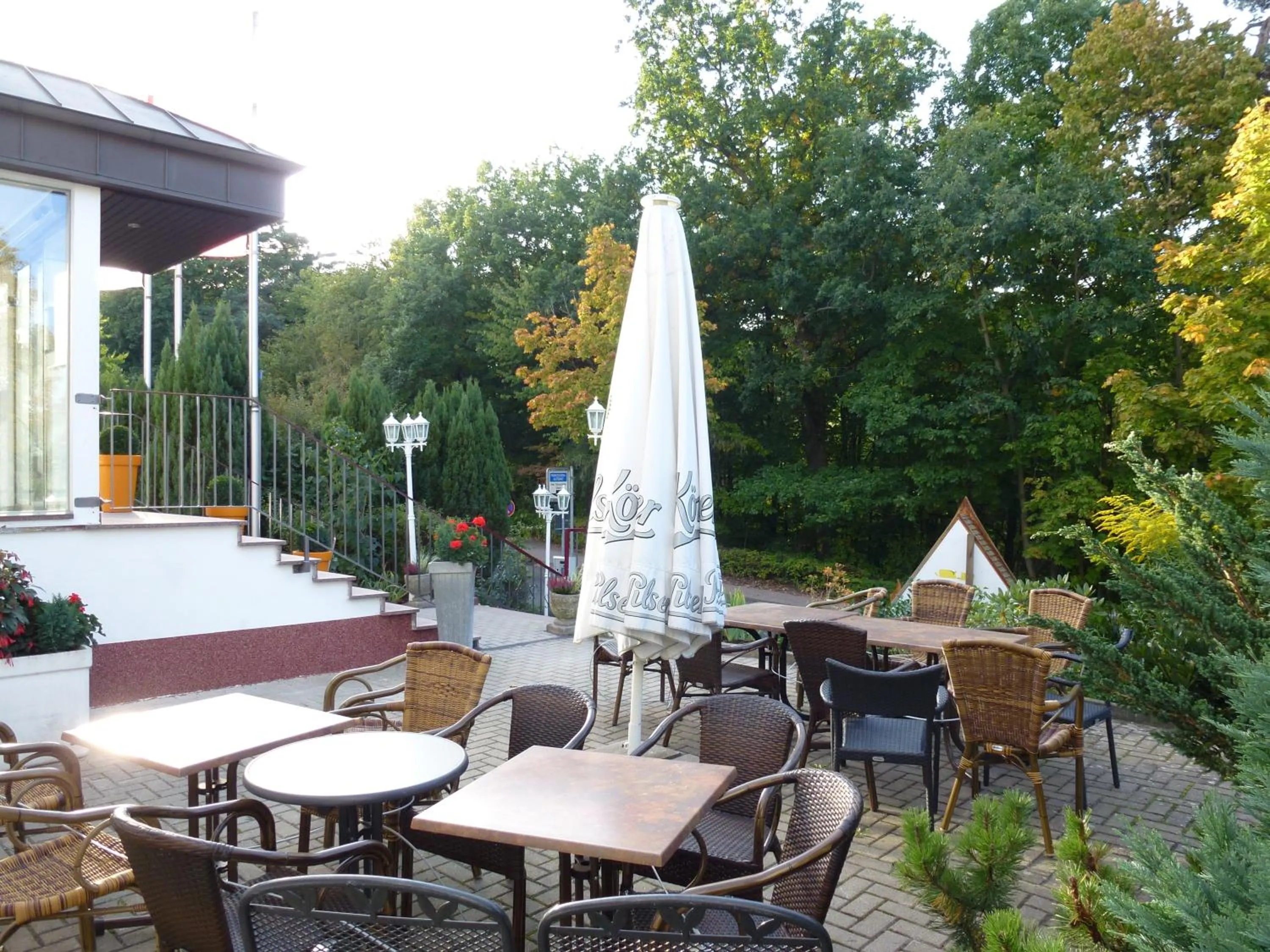 Patio in Hotel Wildunger Hof mit Gemeinschaftsküche